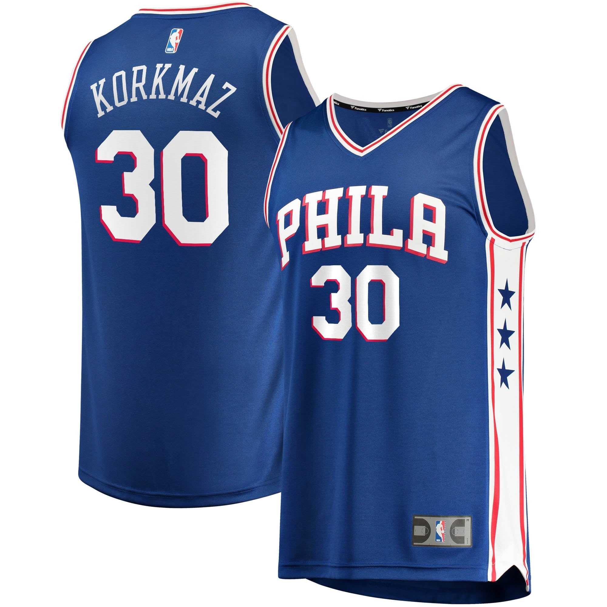 Men's Fanatics Branded Furkan Korkmaz Royal Philadelphia 76ers 2020/21 Fast Break Replica Jersey - Icon Edition - vstockx