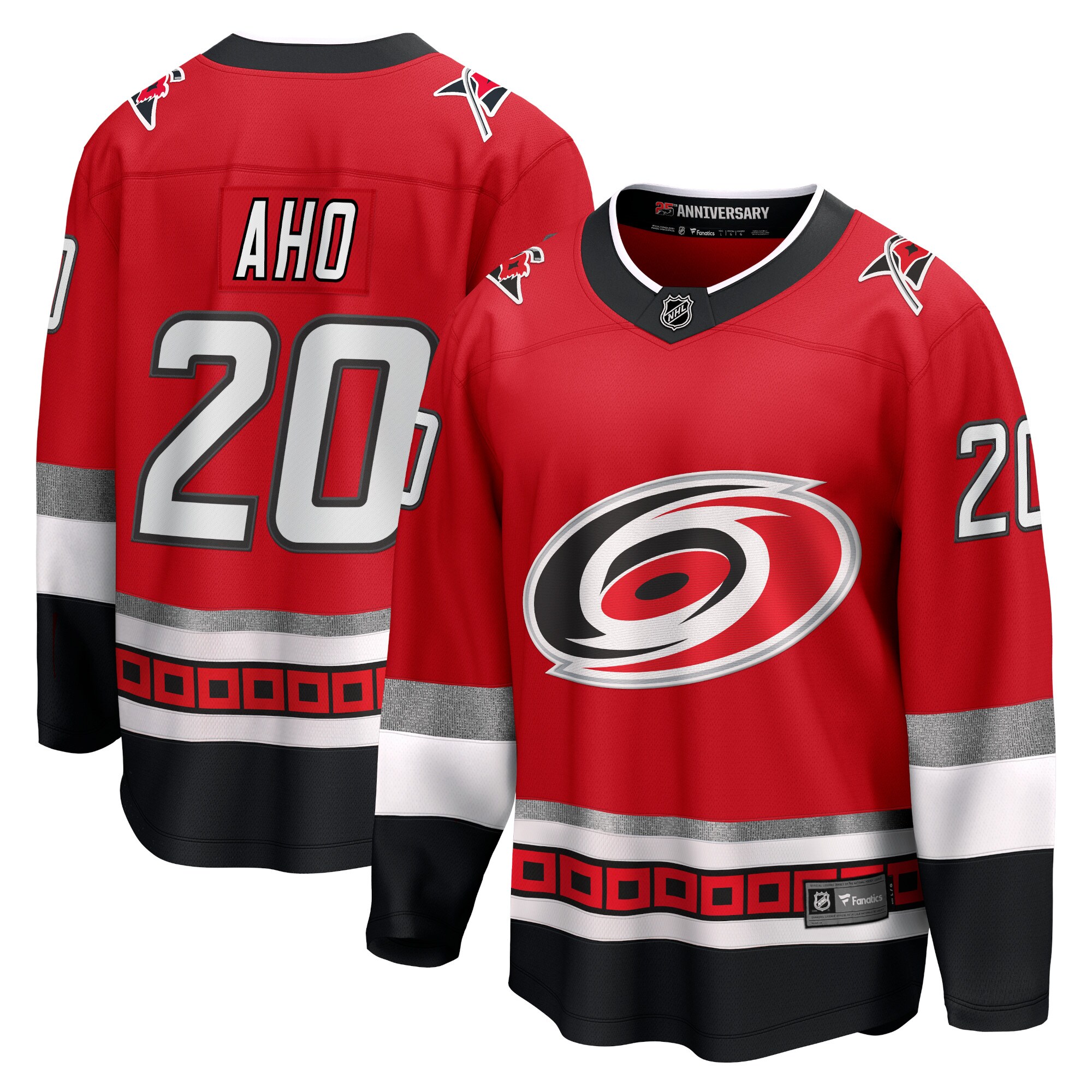 Sebastian Aho Carolina Hurricanes Fanatics Branded 25th Anniversary Premier Breakaway Player Jersey - Red - vstockx