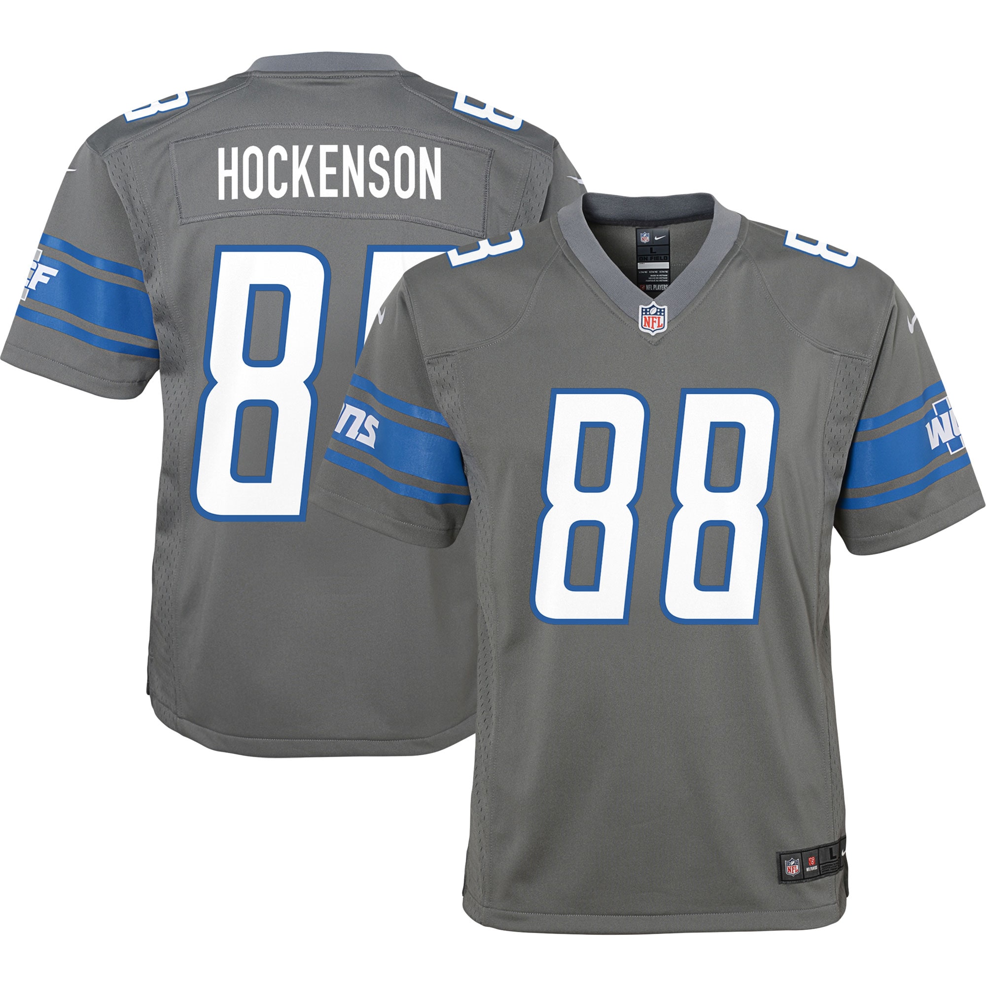 T.J. Hockenson Detroit Lions Nike Youth Team Game Jersey - Silver - vstockx