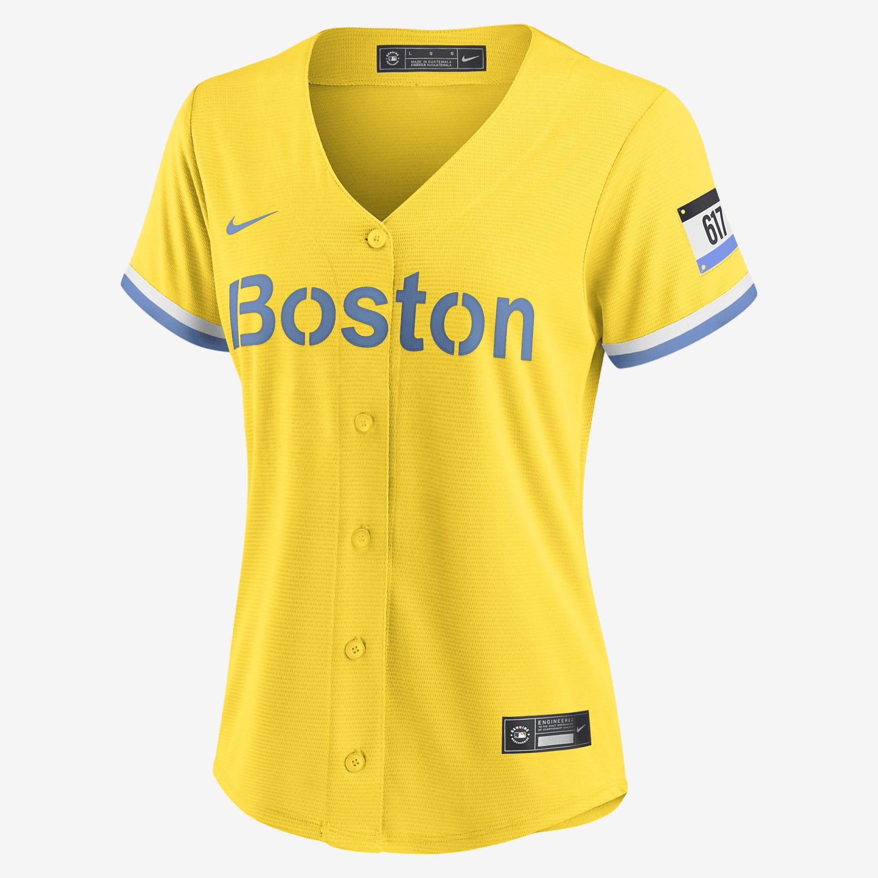 MLB Boston Red Sox City Connect Women's Replica Baseball Jersey - Gold/Light Blue - vstockx