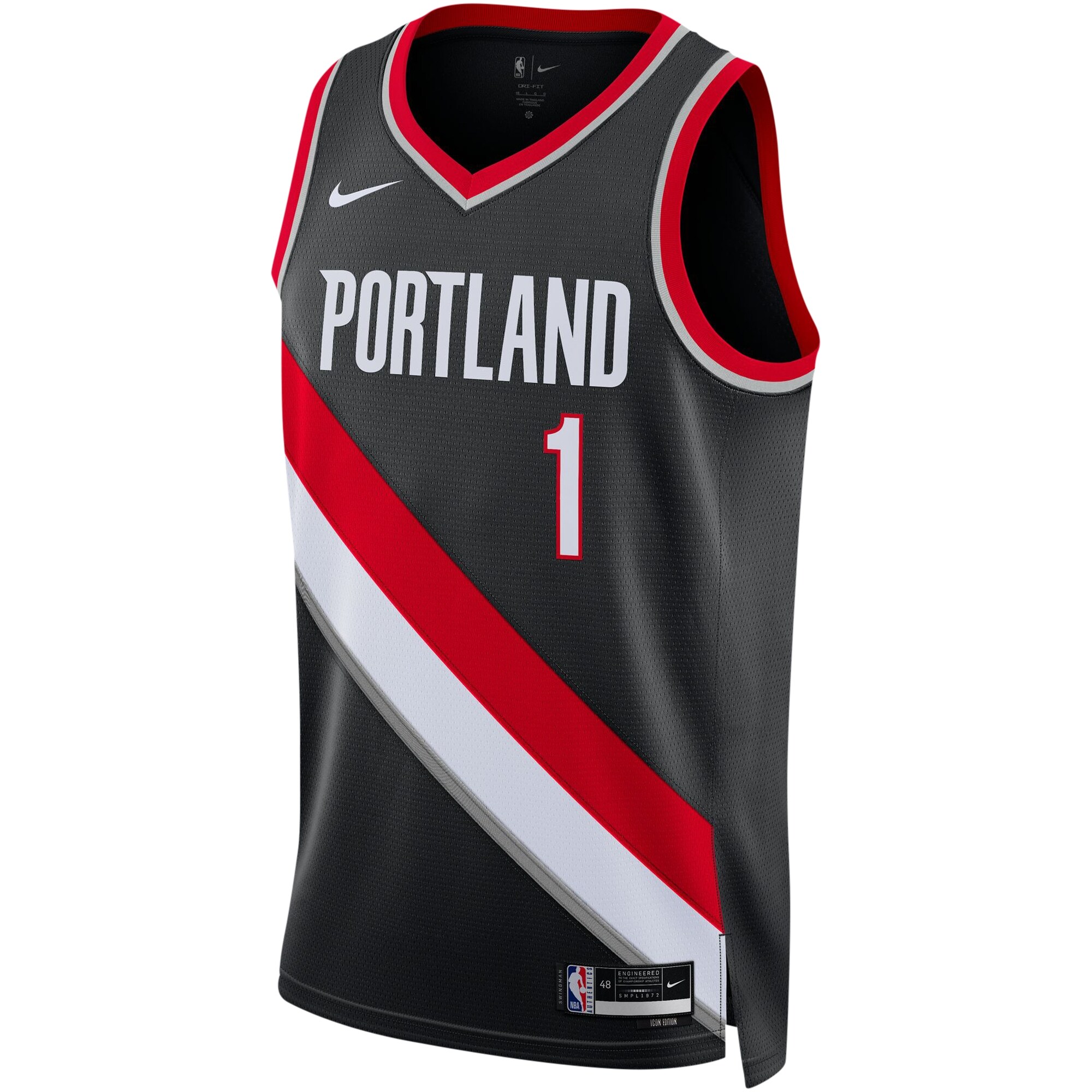 Anfernee Simons Portland Trail Blazers Nike Unisex Swingman Jersey - Association Edition - Black - vstockx