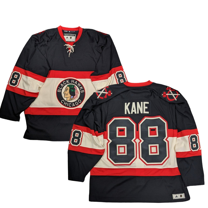 Men's Chicago Blackhawks Patrick Kane adidas 1934 Black Alternate Authentic Player Jersey - vstockx