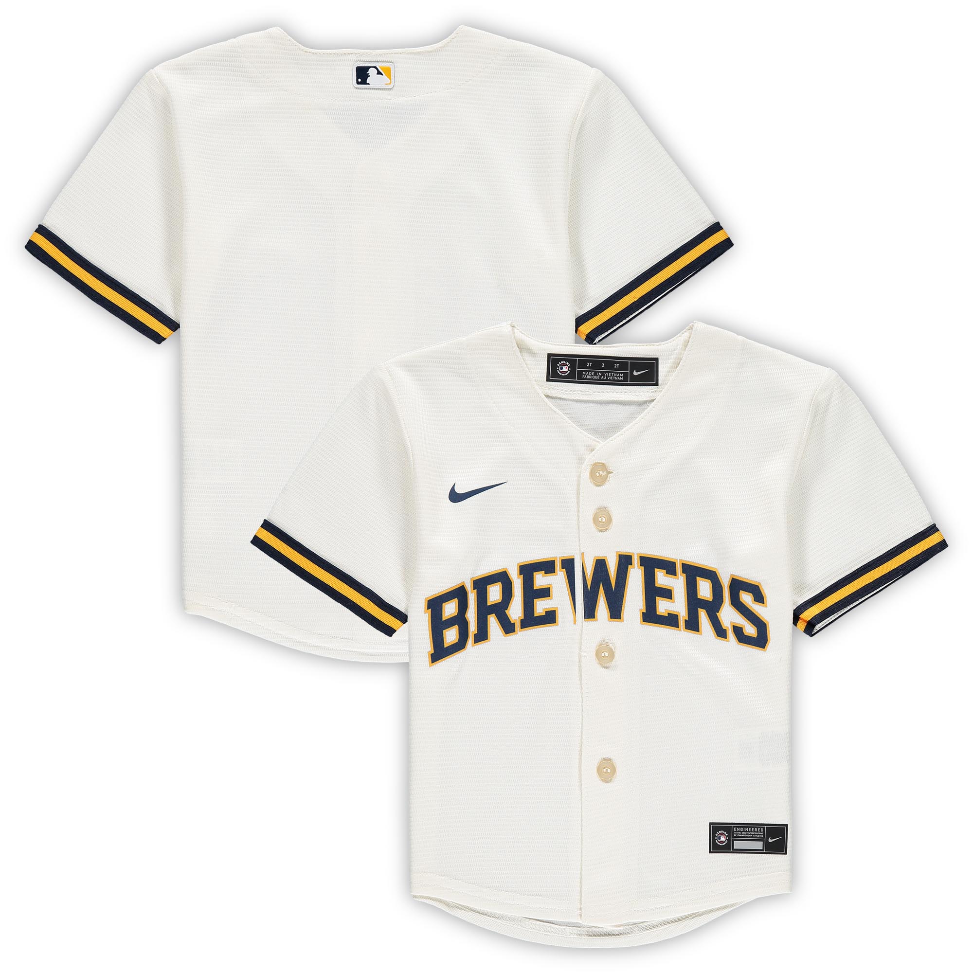 Milwaukee Brewers Nike Toddler Replica Team Jersey - Cream - vstockx