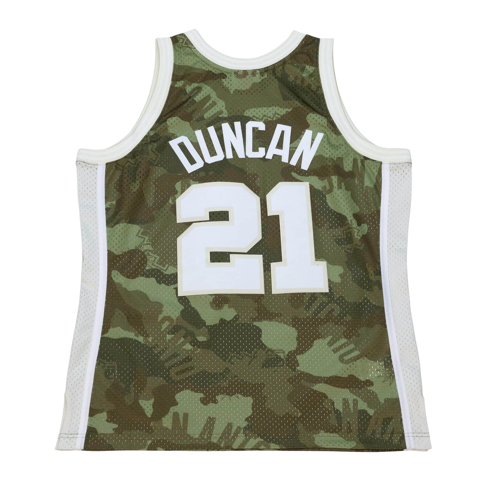 Ghost Green Camo Swingman Tim Duncan San Antonio Spurs 1998-99 Jersey - vstockx