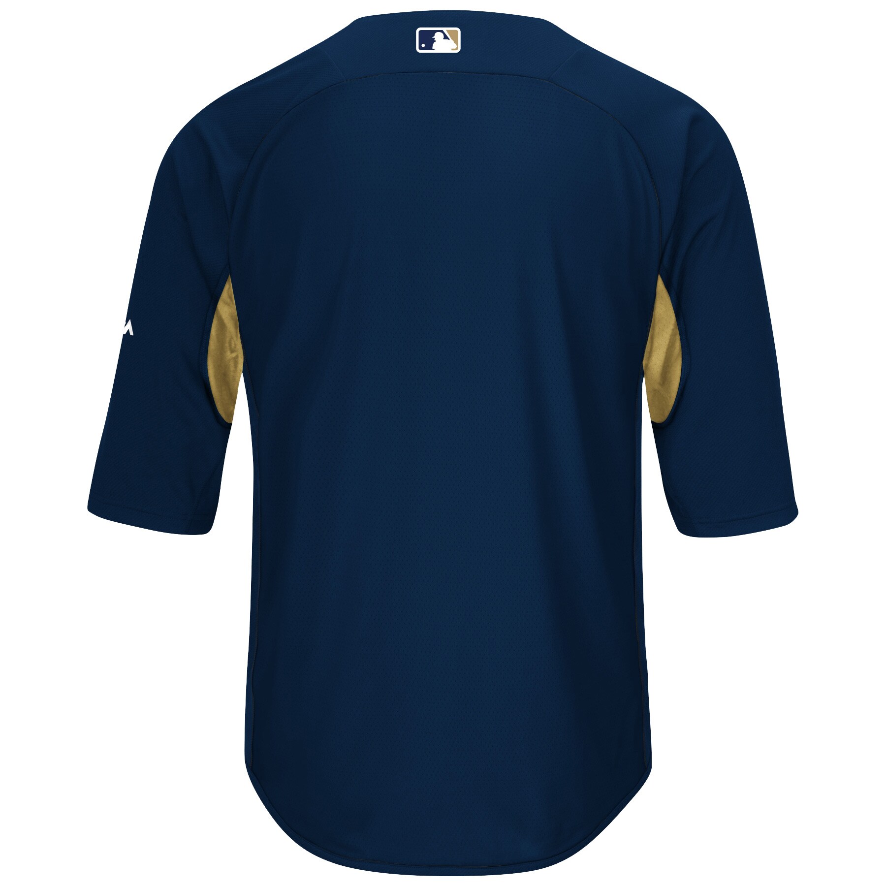 Milwaukee Brewers Majestic Authentic Collection On-Field 3/4-Sleeve Batting Practice Jersey - Navy/Gold - vstockx