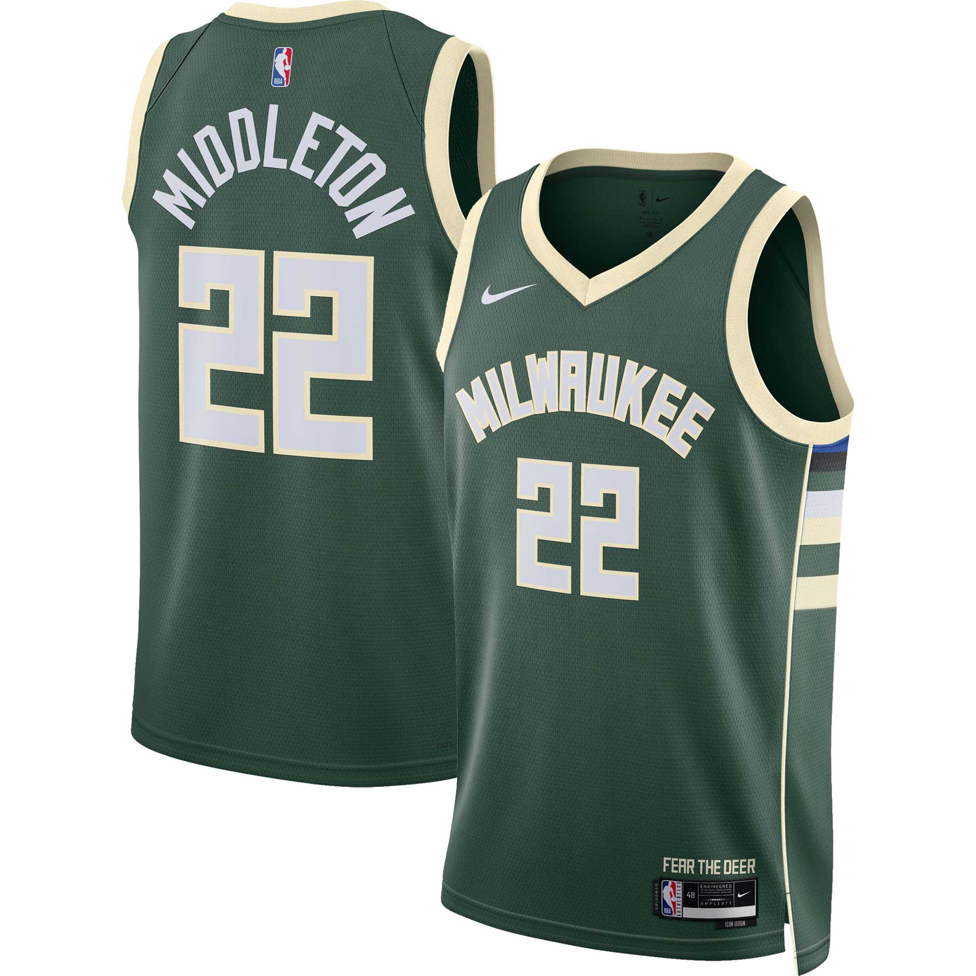 Khris Middleton Milwaukee Bucks Nike Unisex Swingman Jersey - Association Edition - Hunter Green - vstockx