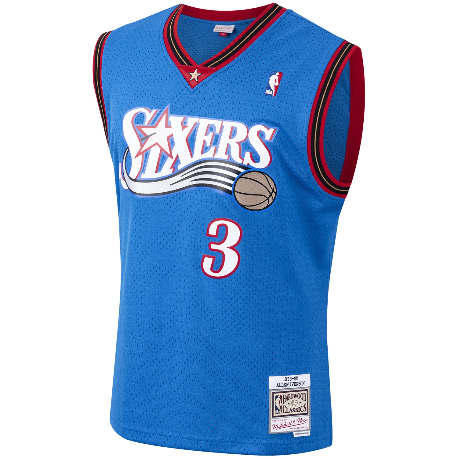 Allen Iverson Philadelphia 76ers Mitchell & Ness Hardwood Classics Swingman Jersey - Royal - vstockx