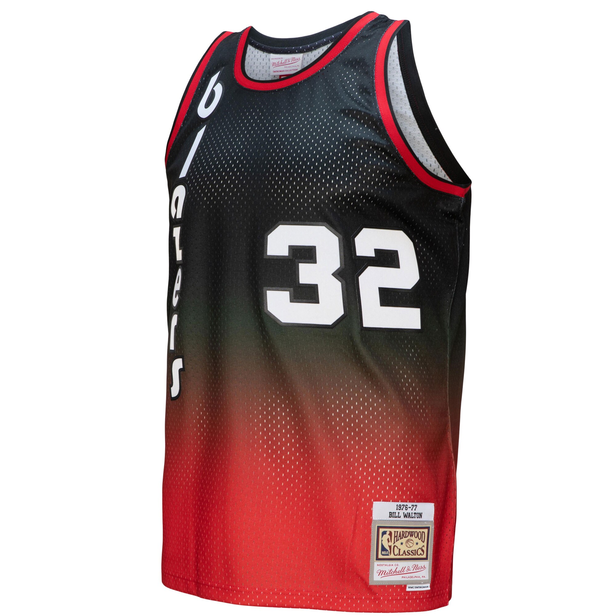 Bill Walton Portland Trail Blazers Mitchell & Ness 1976/77 Hardwood Classics Fadeaway Swingman Player Jersey - Red/Black - vstockx