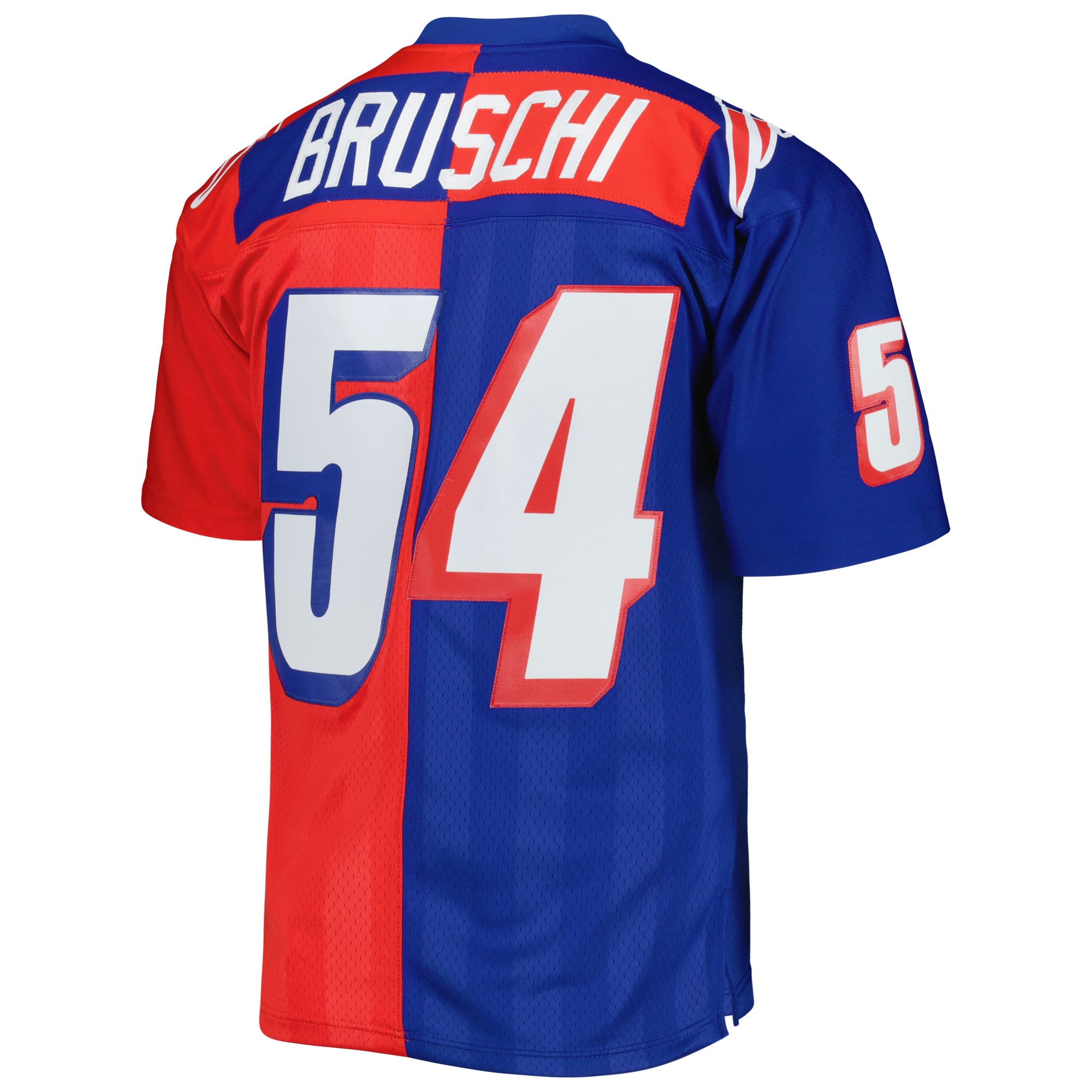 Tedy Bruschi New England Patriots Mitchell & Ness 1996 Split Legacy Replica Jersey - Royal/Red - vstockx