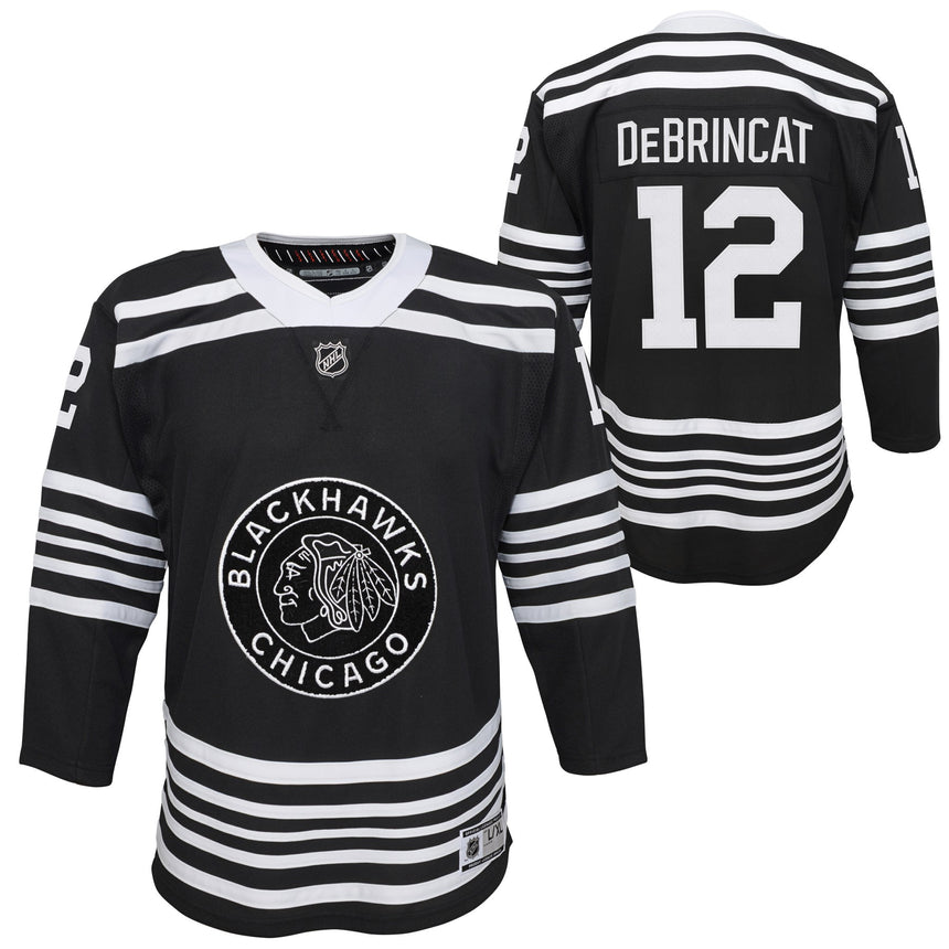 Youth Alex DeBrincat Chicago Blackhawks Vintage Black Alternate Premier Jersey - vstockx