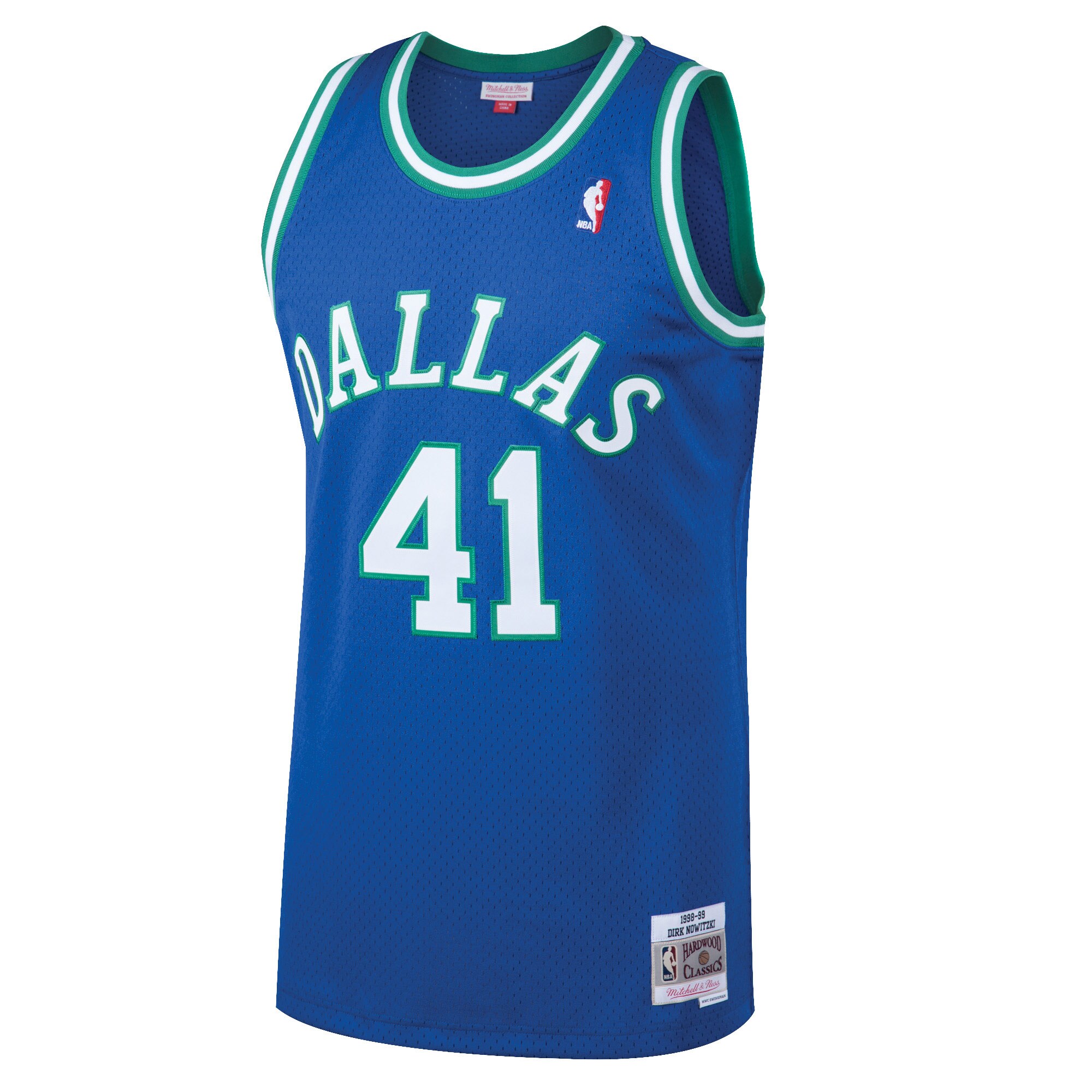 Dirk Nowitzki Dallas Mavericks Mitchell & Ness Hardwood Classics Swingman Jersey - Blue - vstockx
