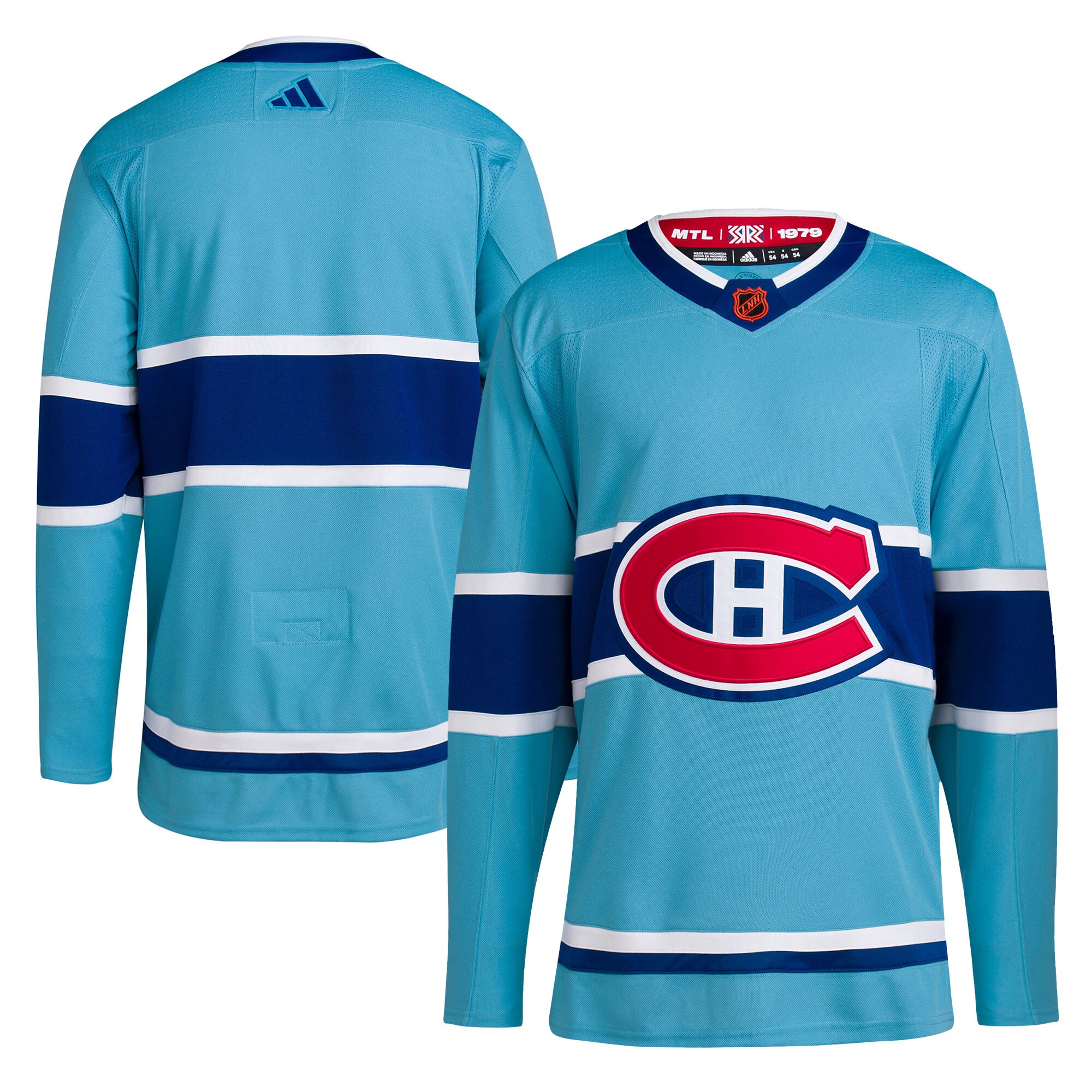 Montreal Canadiens adidas Reverse Retro 2.0 Authentic Blank Jersey - Light Blue - vstockx