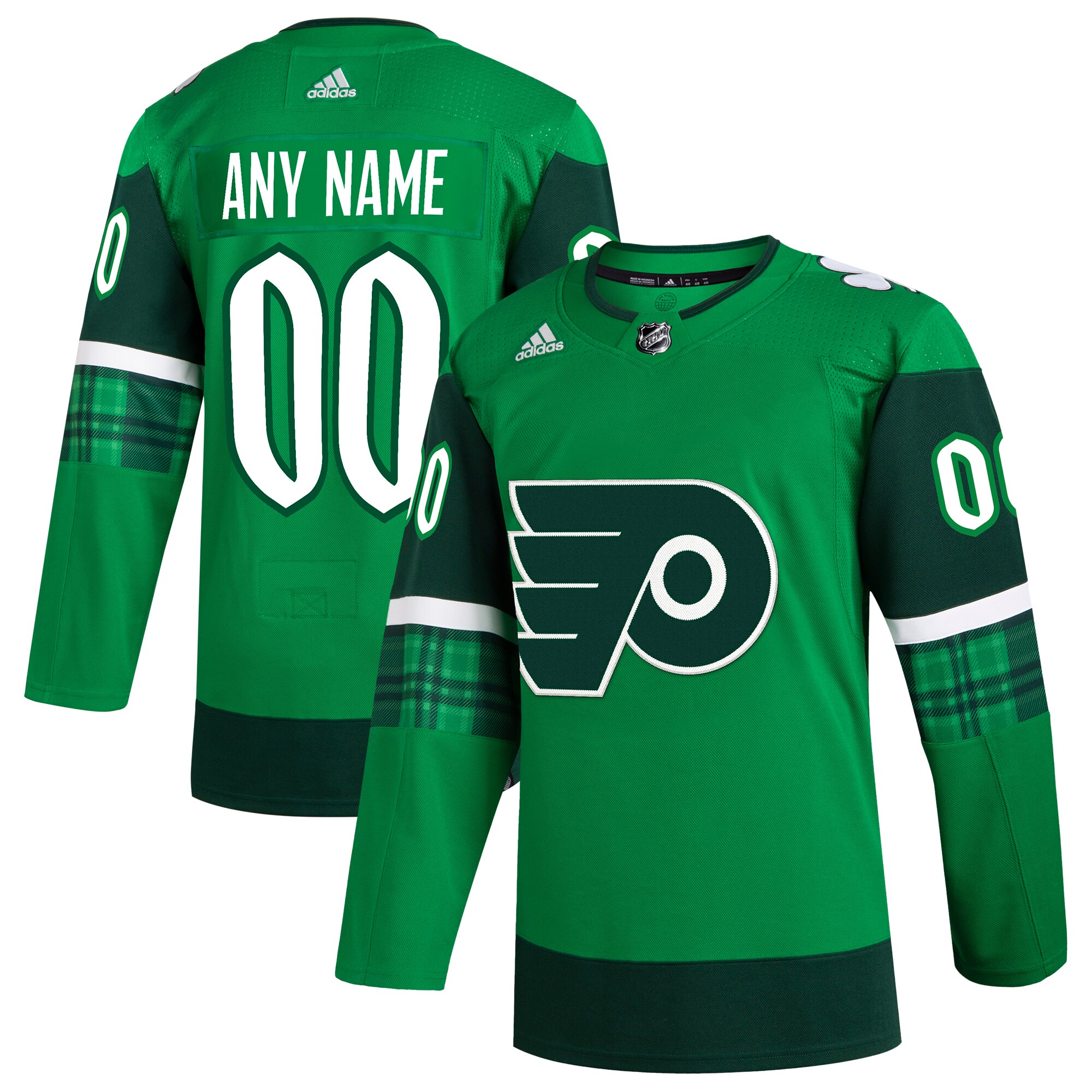 Philadelphia Flyers adidas St. Patrick's Day Authentic Custom Jersey - Kelly Green - vstockx
