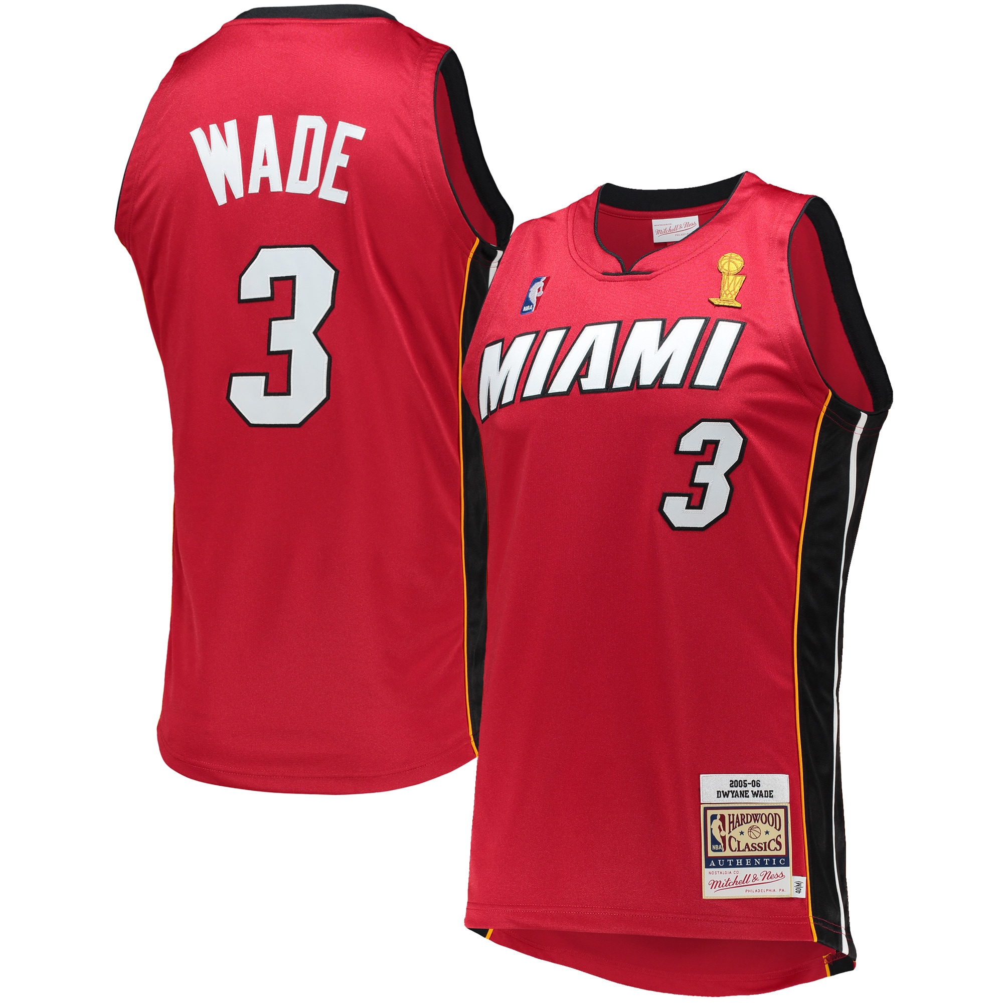 Dwyane Wade Miami Heat Mitchell & Ness 2005-06 Hardwood Classics Authentic Jersey - Red - vstockx