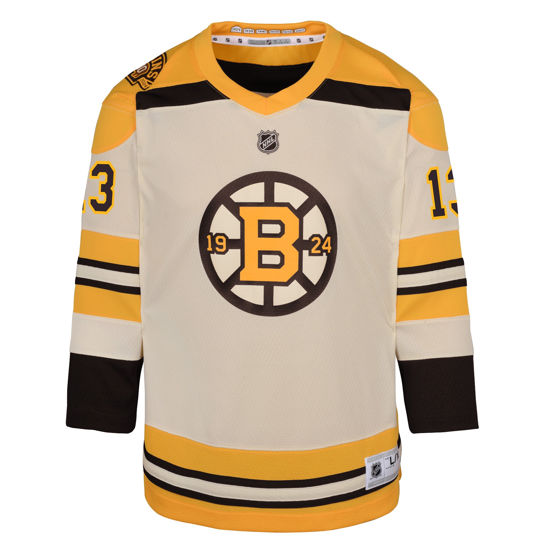 Charlie Coyle Boston Bruins Youth 100th Anniversary Replica Player Jersey - Cream - vstockx