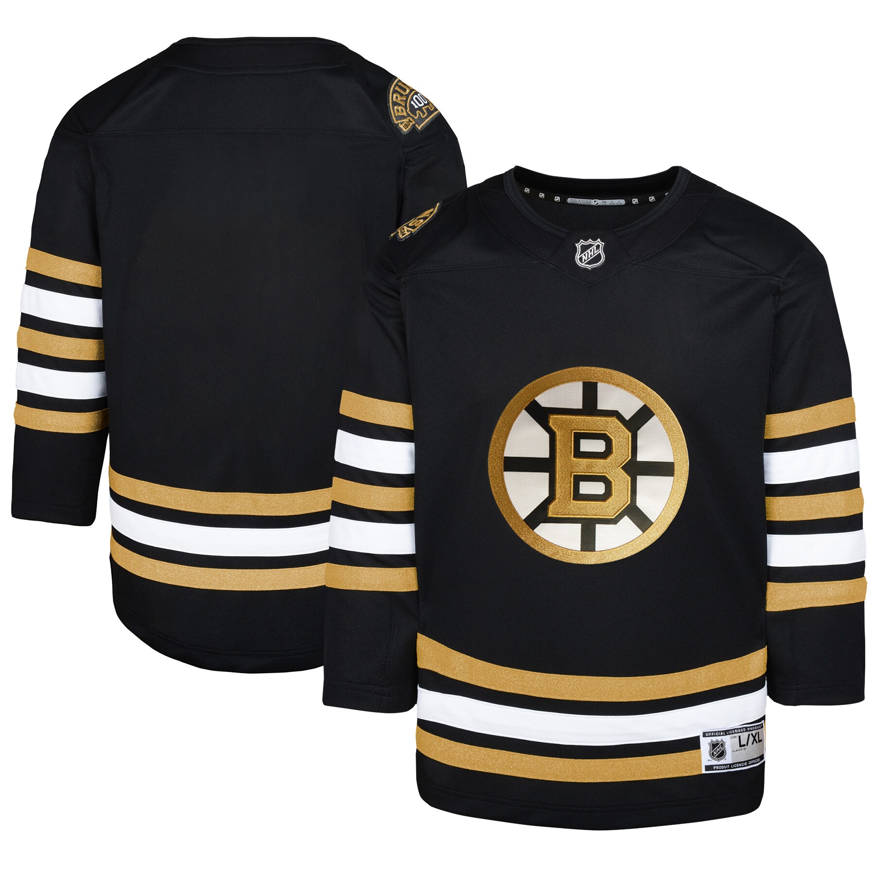 Boston Bruins Youth 100th Anniversary Premier Jersey - Black - vstockx