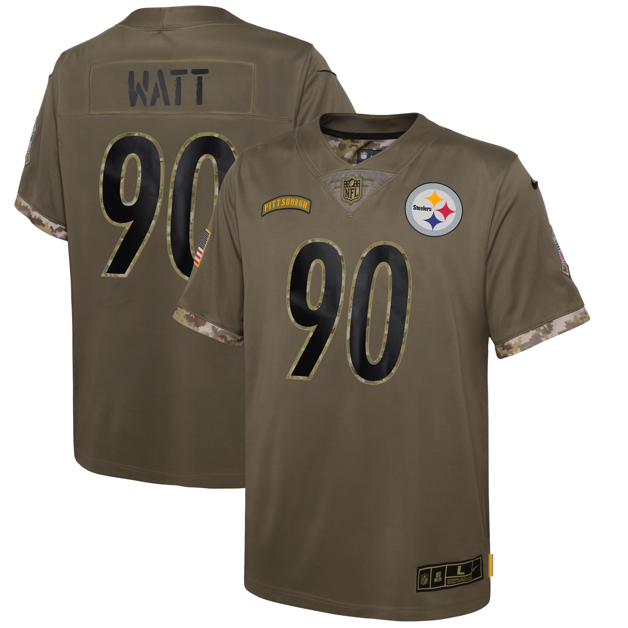 Pittsburgh Steelers Nike Youth 2022 Salute To Service Player Limited Jersey - Olive - vstockx