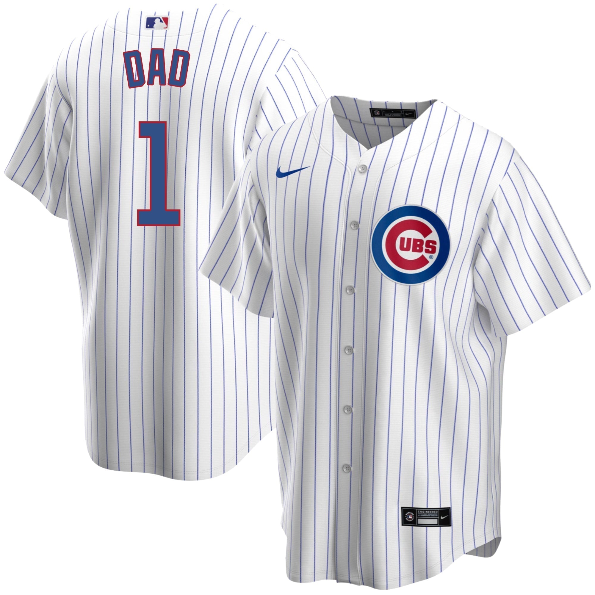 Chicago Cubs Father's Day #1 DAD Home Pinstripe Replica Jersey - vstockx
