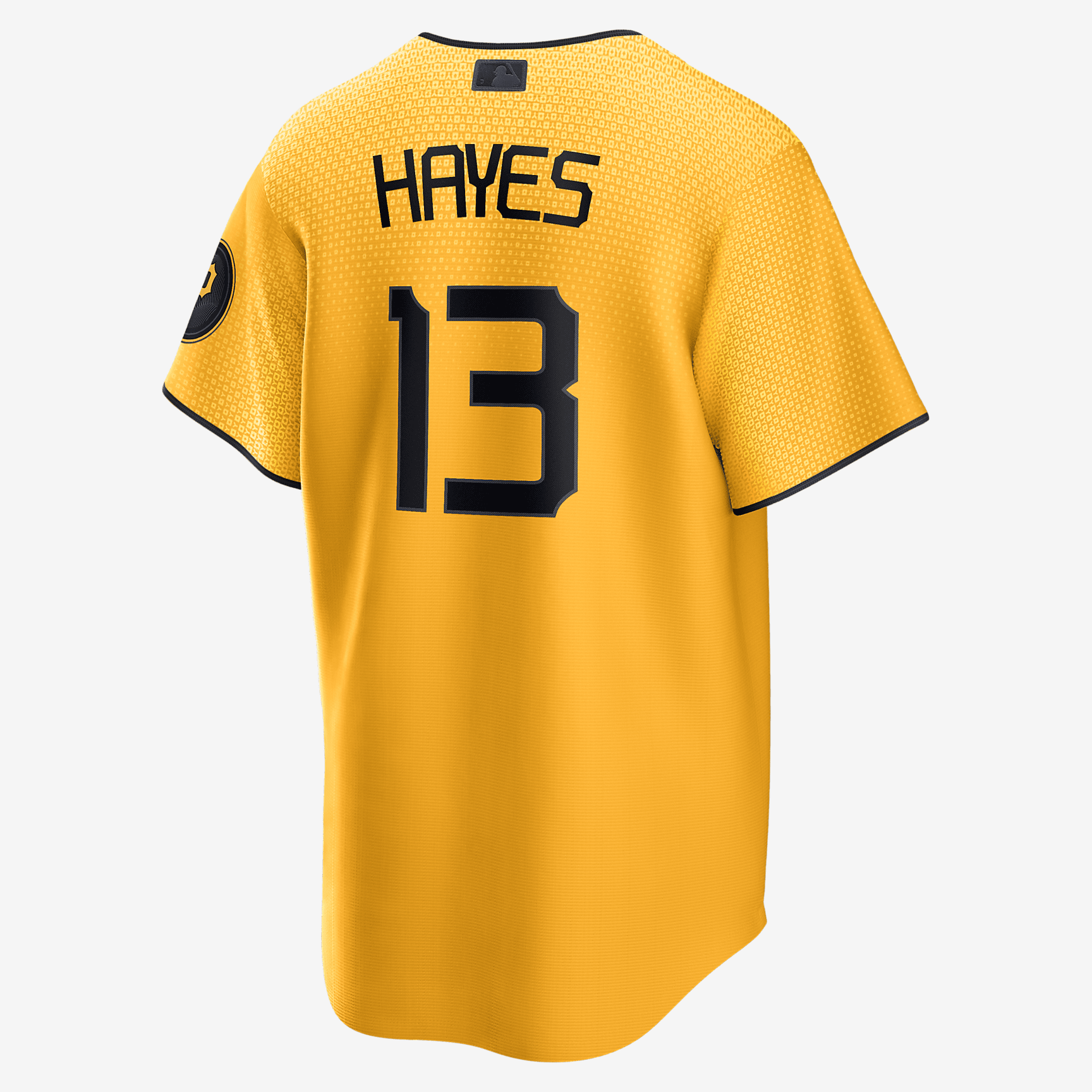 MLB Pittsburgh Pirates City Connect (Ke'Bryan Hayes) Men's Replica Baseball Jersey - Sundown/Black - vstockx
