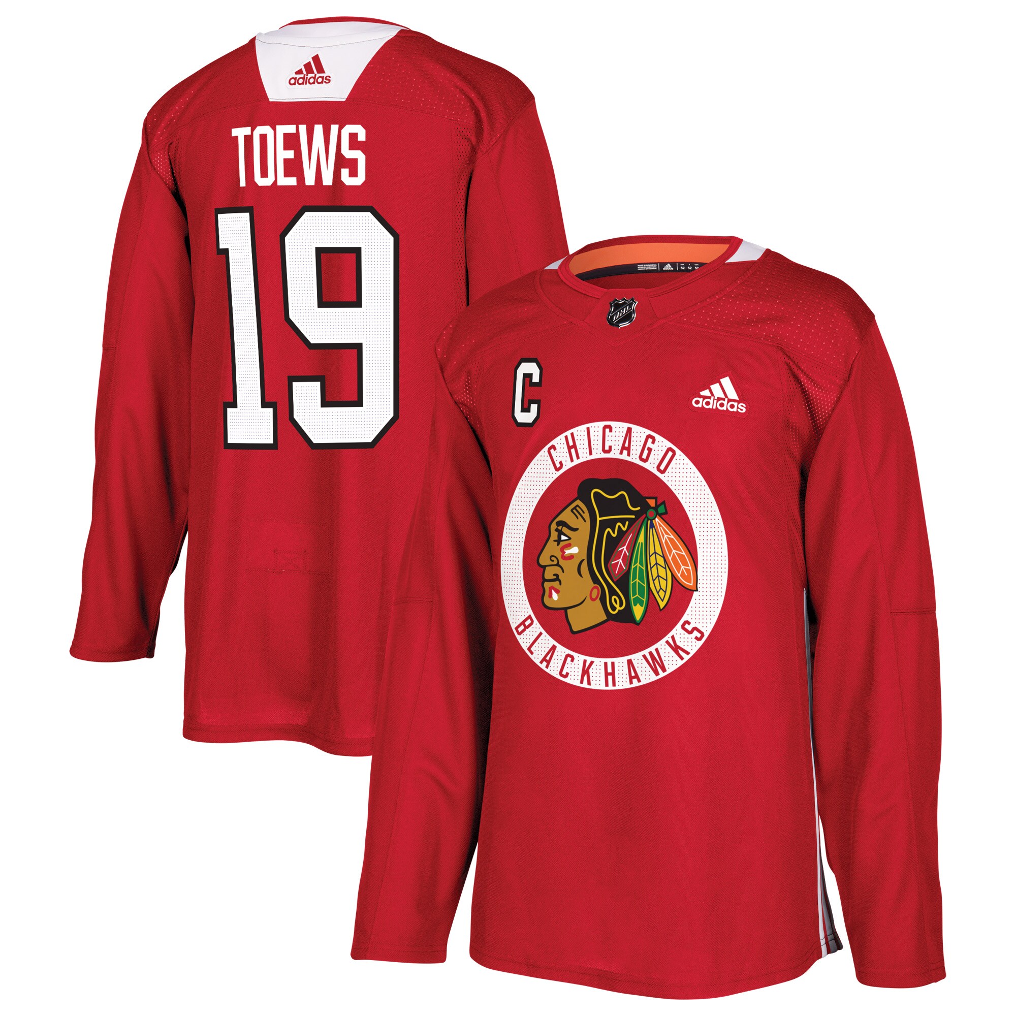 Jonathan Toews Chicago Blackhawks adidas Practice Player Jersey - Red - vstockx