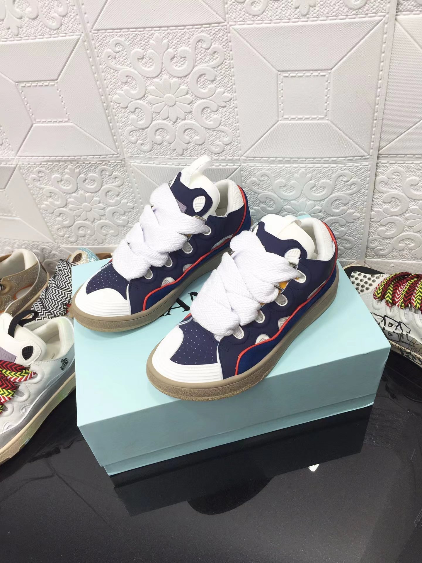 Lanvin Leather Curb blue and white color - vstockx