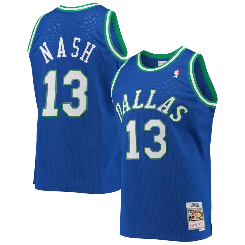 Men's Dallas Mavericks Steve Nash Mitchell & Ness Blue 1998-99 Hardwood Classics Swingman Jersey - vstockx
