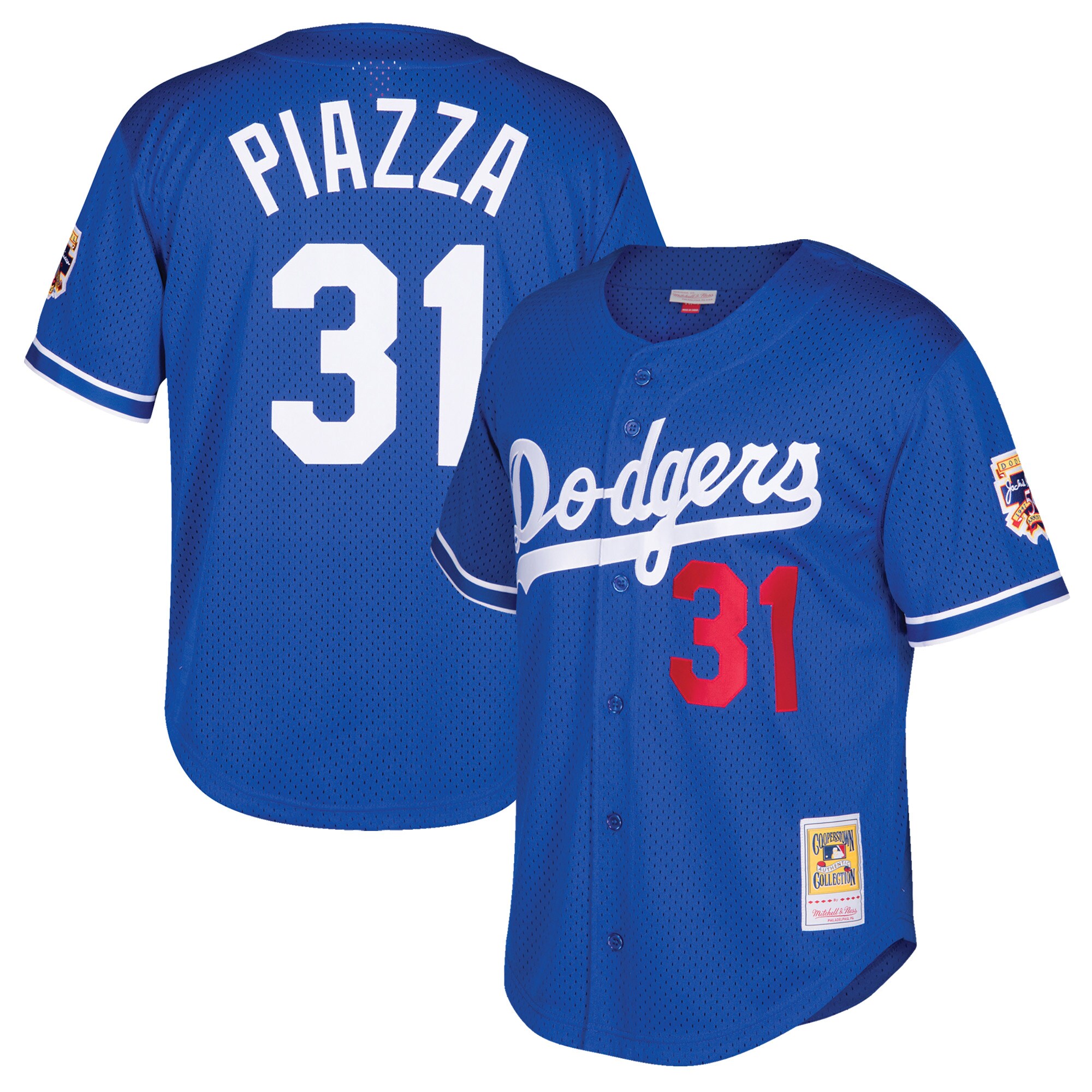 Mike Piazza Los Angeles Dodgers Mitchell & Ness Youth Cooperstown Collection Mesh Batting Practice Jersey - Royal - vstockx