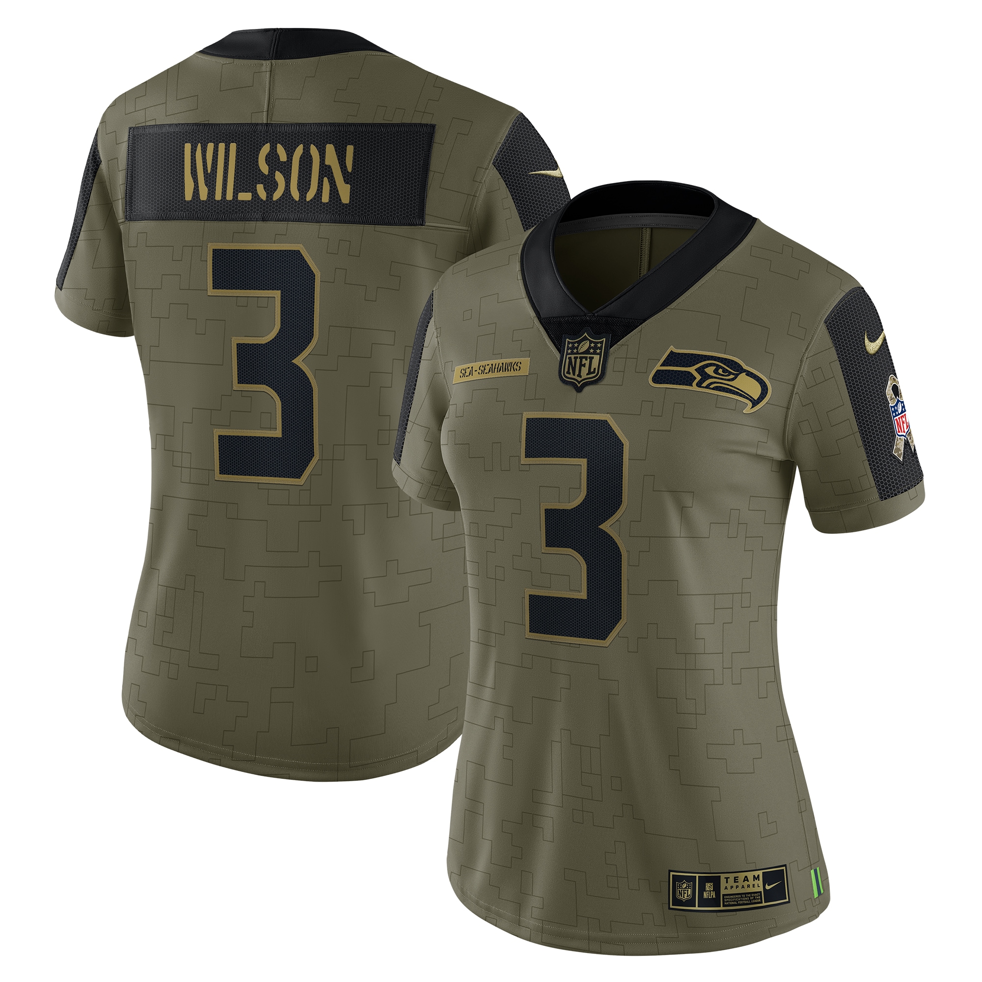 Russell Wilson Seattle Seahawks Nike Women's 2021 Salute To Service Limited Player Jersey - Olive - vstockx