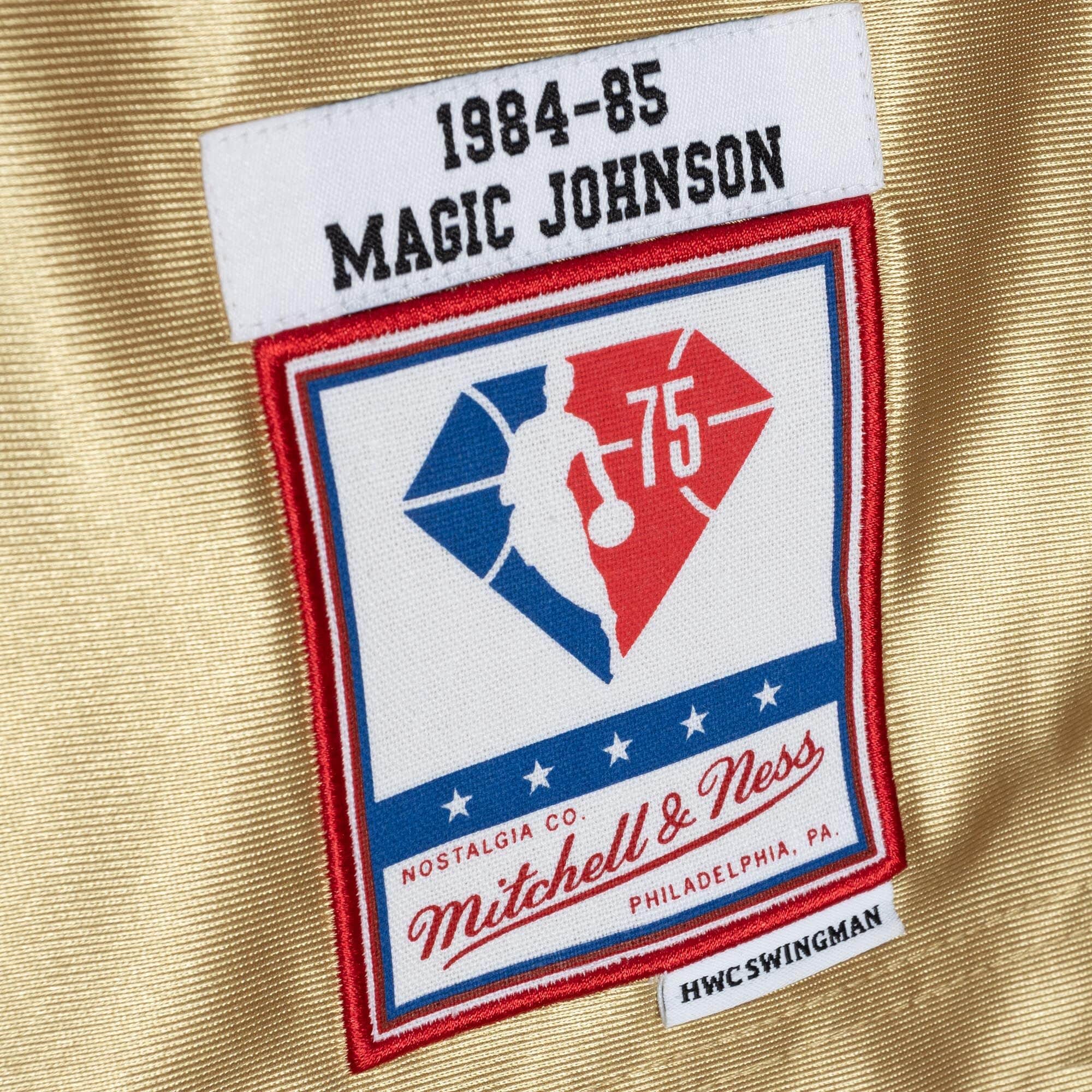 75th Anniversary Gold Swingman Magic Johnson Los Angeles Lakers 1984-85 Jersey - vstockx