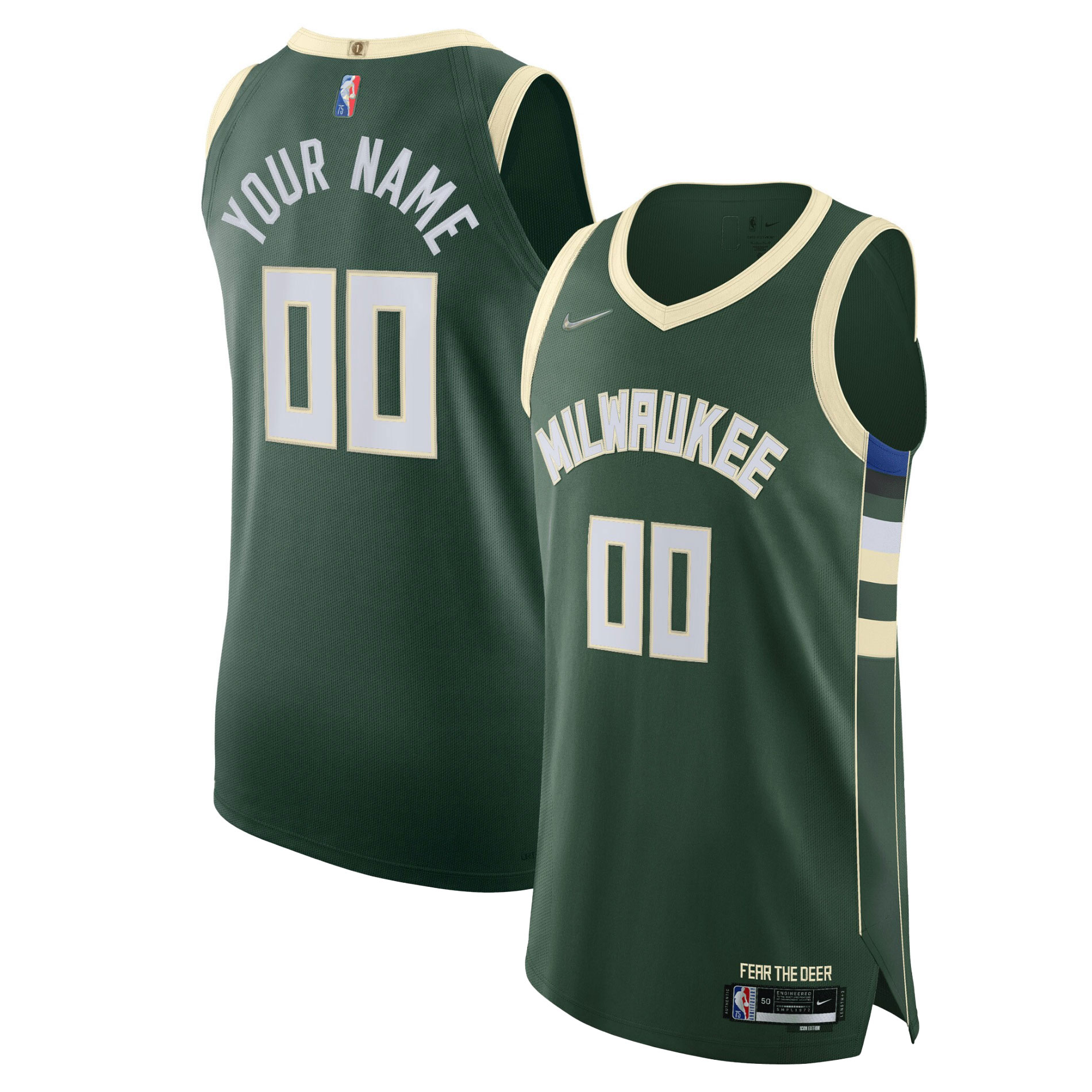 Milwaukee Bucks Nike 2021/22 Diamond Authentic Custom Jersey - Icon Edition - Hunter Green - vstockx