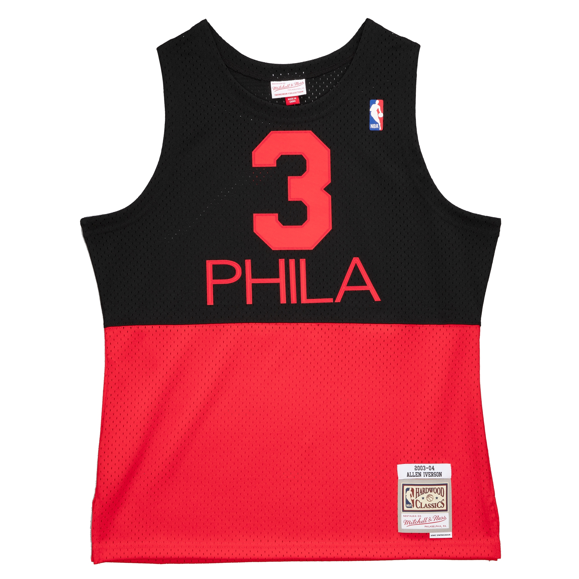 Allen Iverson Philadelphia 76ers Mitchell & Ness 2003-2004 Hardwood Classics Reload 2.0 Swingman Jersey - Black - vstockx