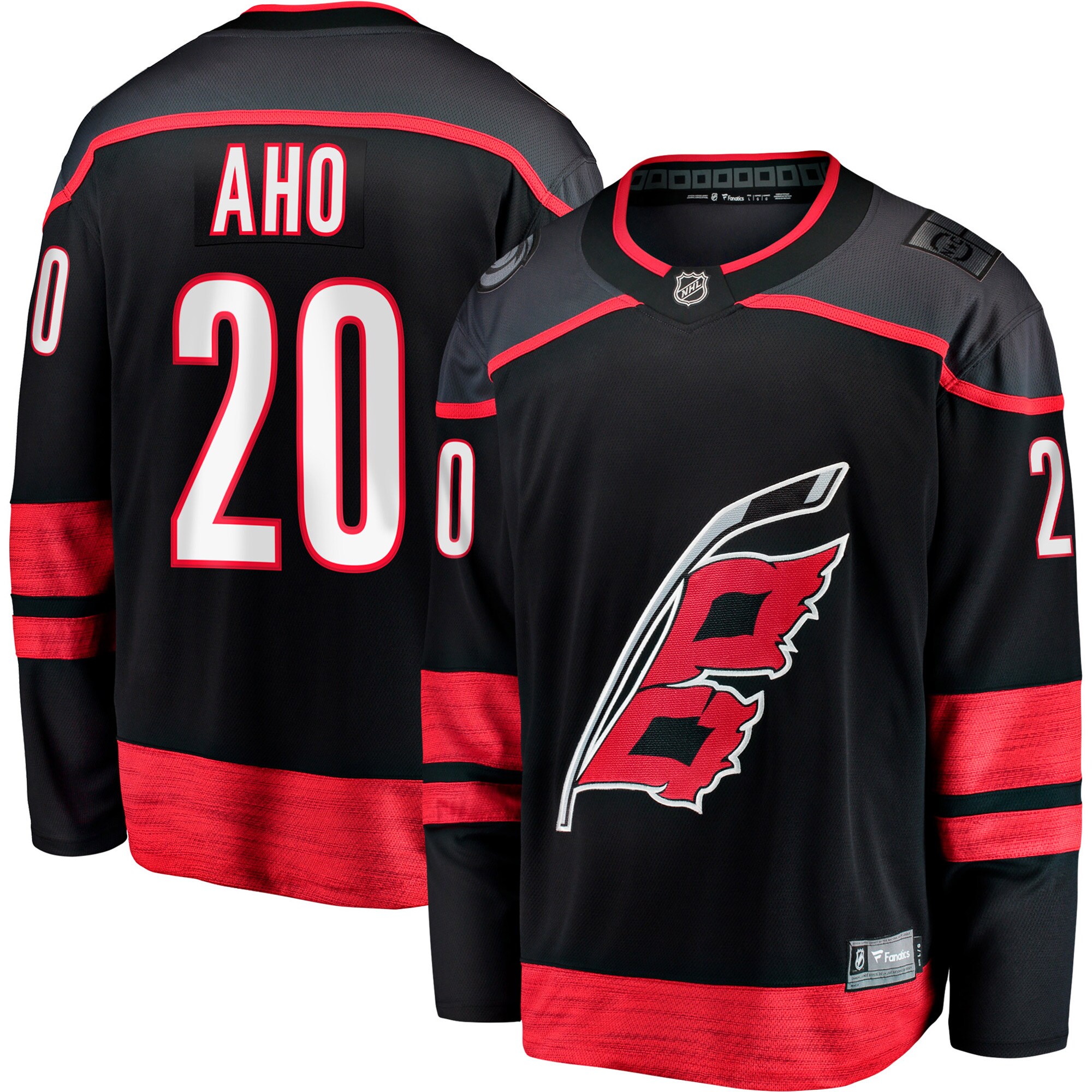 Sebastian Aho Carolina Hurricanes Fanatics Branded Home Premier Breakaway Player Jersey - Black - vstockx