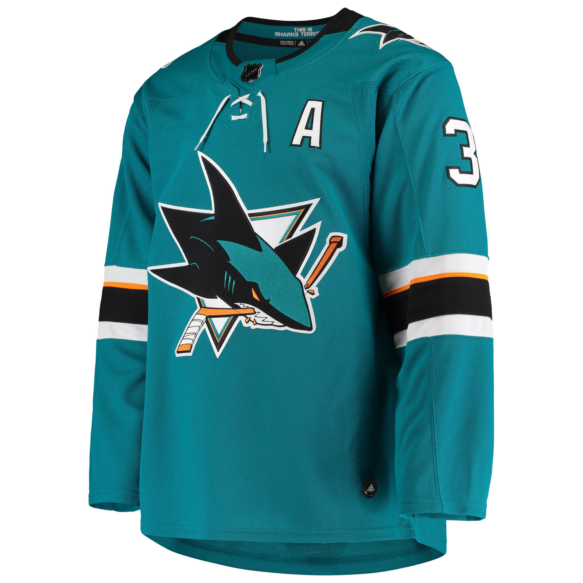 Logan Couture San Jose Sharks adidas Home Authentic Alternate Captain Player Jersey - Teal - vstockx