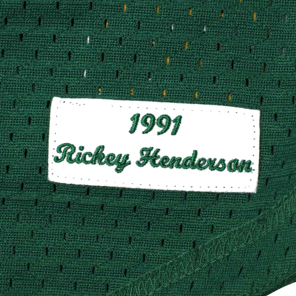 Rickey Henderson Oakland Athletics Mitchell & Ness 1991 Cooperstown Mesh Batting Practice Jersey - Green - vstockx