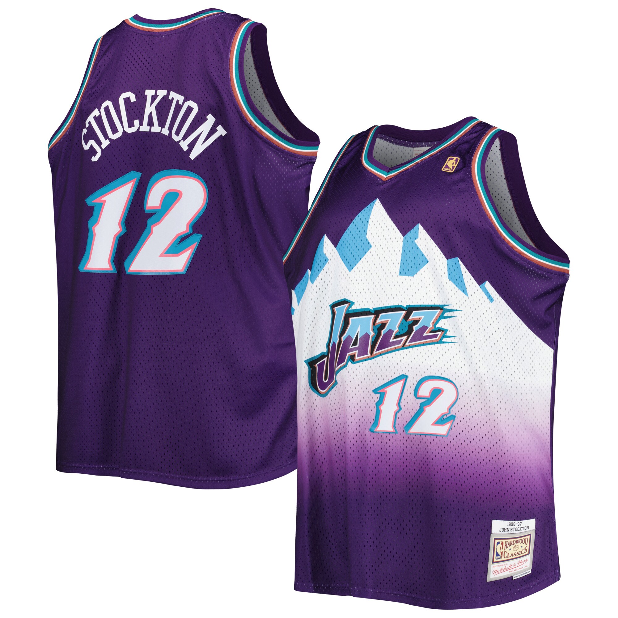 John Stockton Utah Jazz Mitchell & Ness Big & Tall Hardwood Classics 1996/97 Swingman Jersey - Purple - vstockx