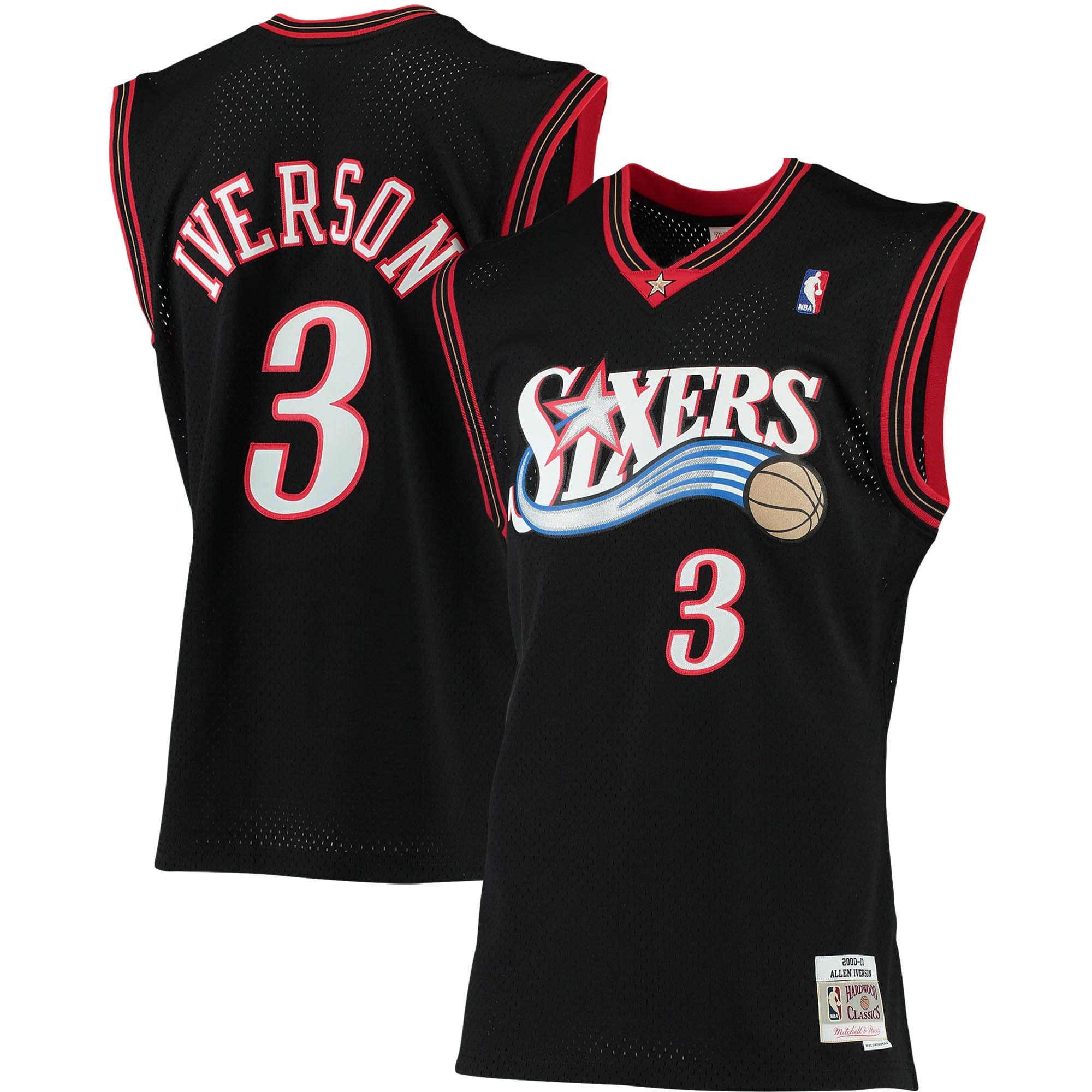 Allen Iverson Philadelphia 76ers Mitchell & Ness Big & Tall Hardwood Classics Jersey - Black - vstockx