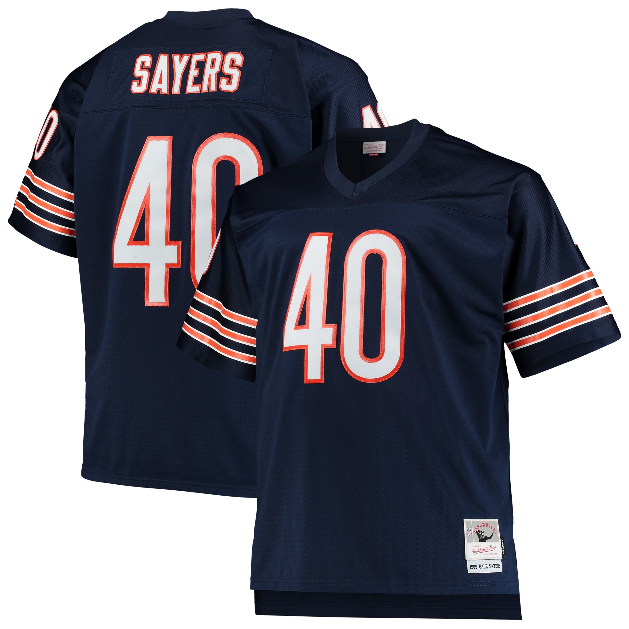 Gale Sayers Chicago Bears Mitchell & Ness Big & Tall 1969 Retired Player Replica Jersey - Navy - vstockx