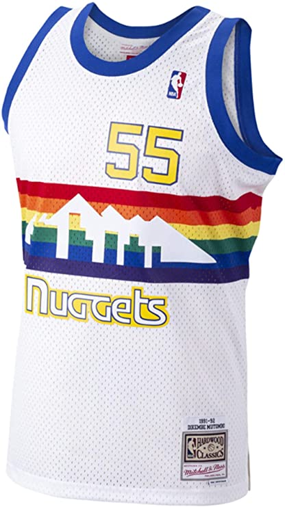 Men's Mitchell & Ness Dikembe Mutombo Denver Nuggets Men's White 1991-92 Swingman Jersey - vstockx