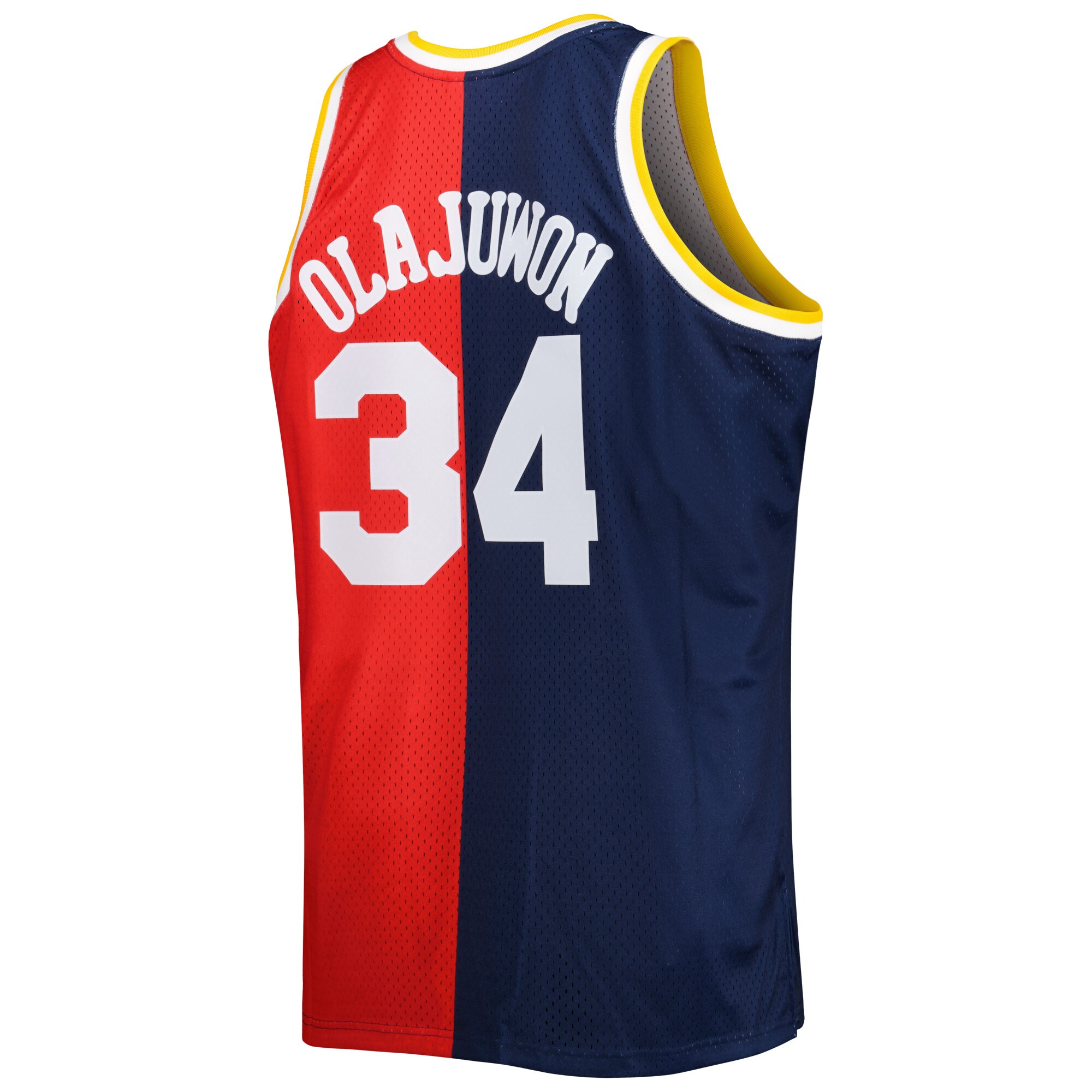 Hakeem Olajuwon Houston Rockets Mitchell & Ness Big & Tall Hardwood Classics 1993/94 Split Swingman Jersey - Navy/Red - vstockx