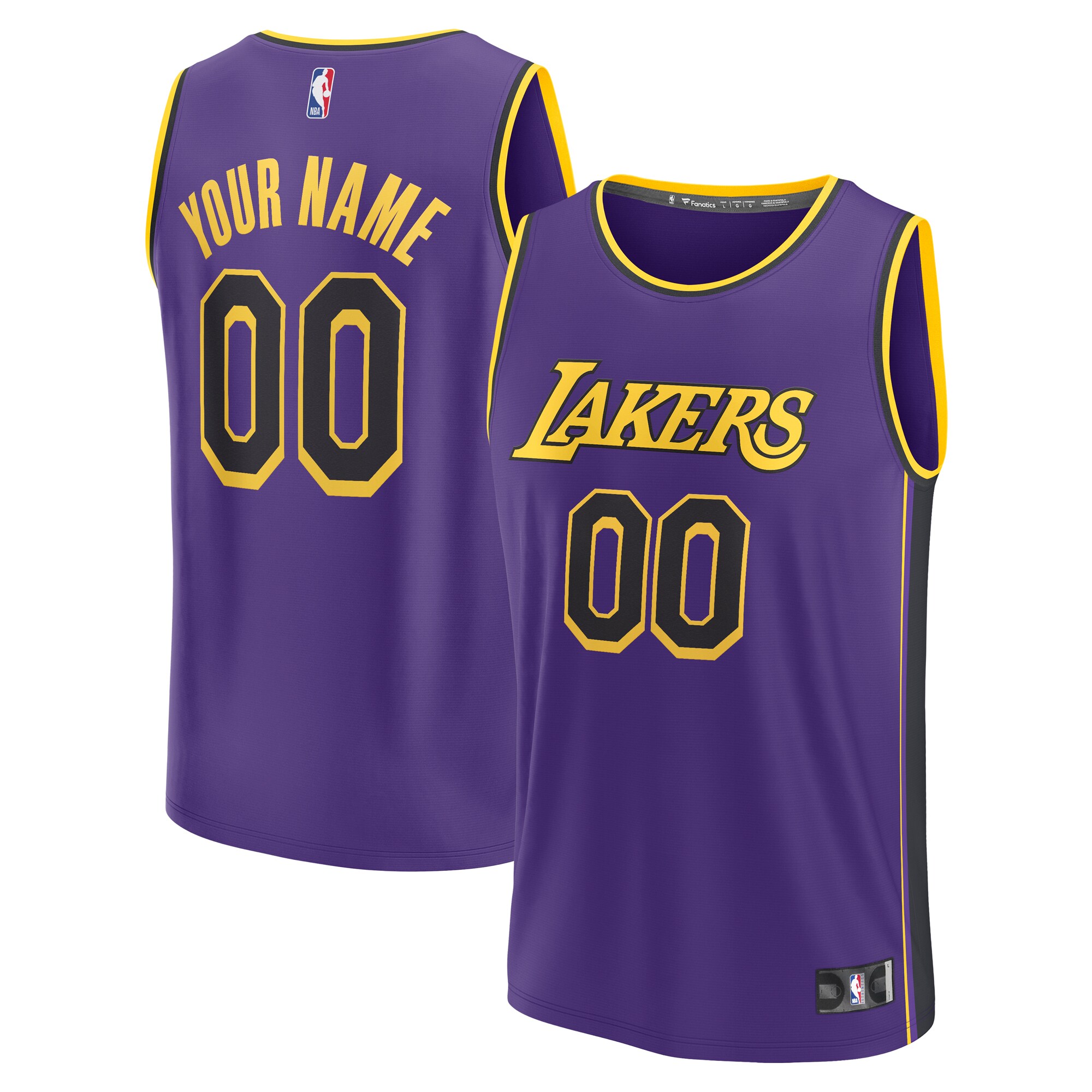 Los Angeles Lakers Fanatics Branded Youth Fast Break Replica Custom Jersey - Statement Edition - Purple - vstockx