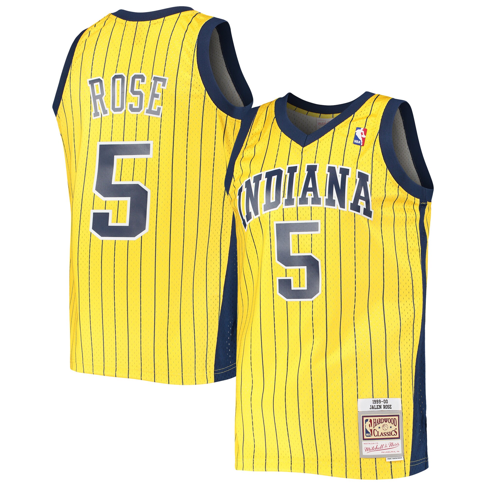 Jalen Rose Indiana Pacers Mitchell & Ness Hardwood Classics Swingman Jersey - Gold - vstockx