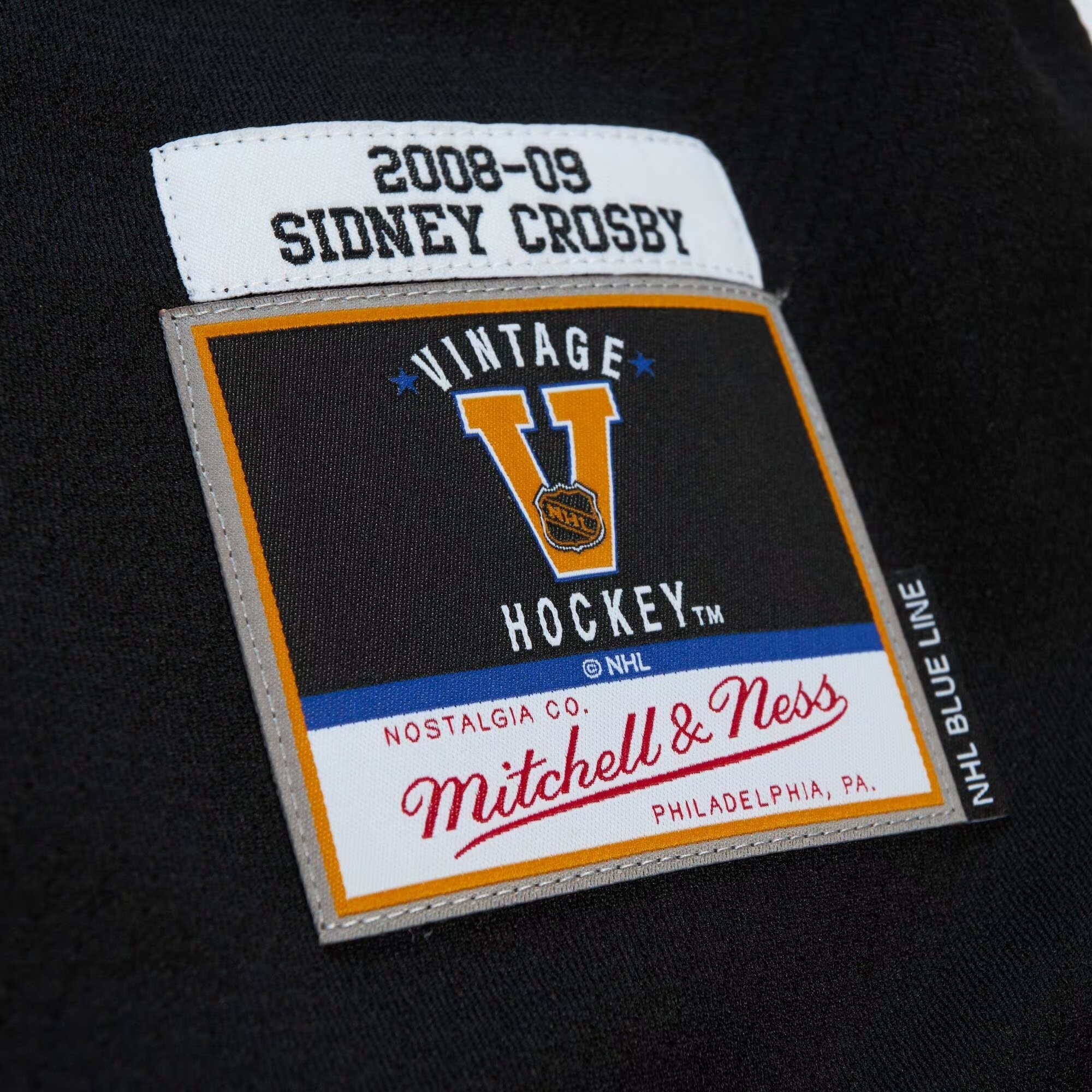 Sidney Crosby Pittsburgh Penguins Mitchell & Ness 2008/09 Captain Patch Blue Line Player Jersey - Black - vstockx