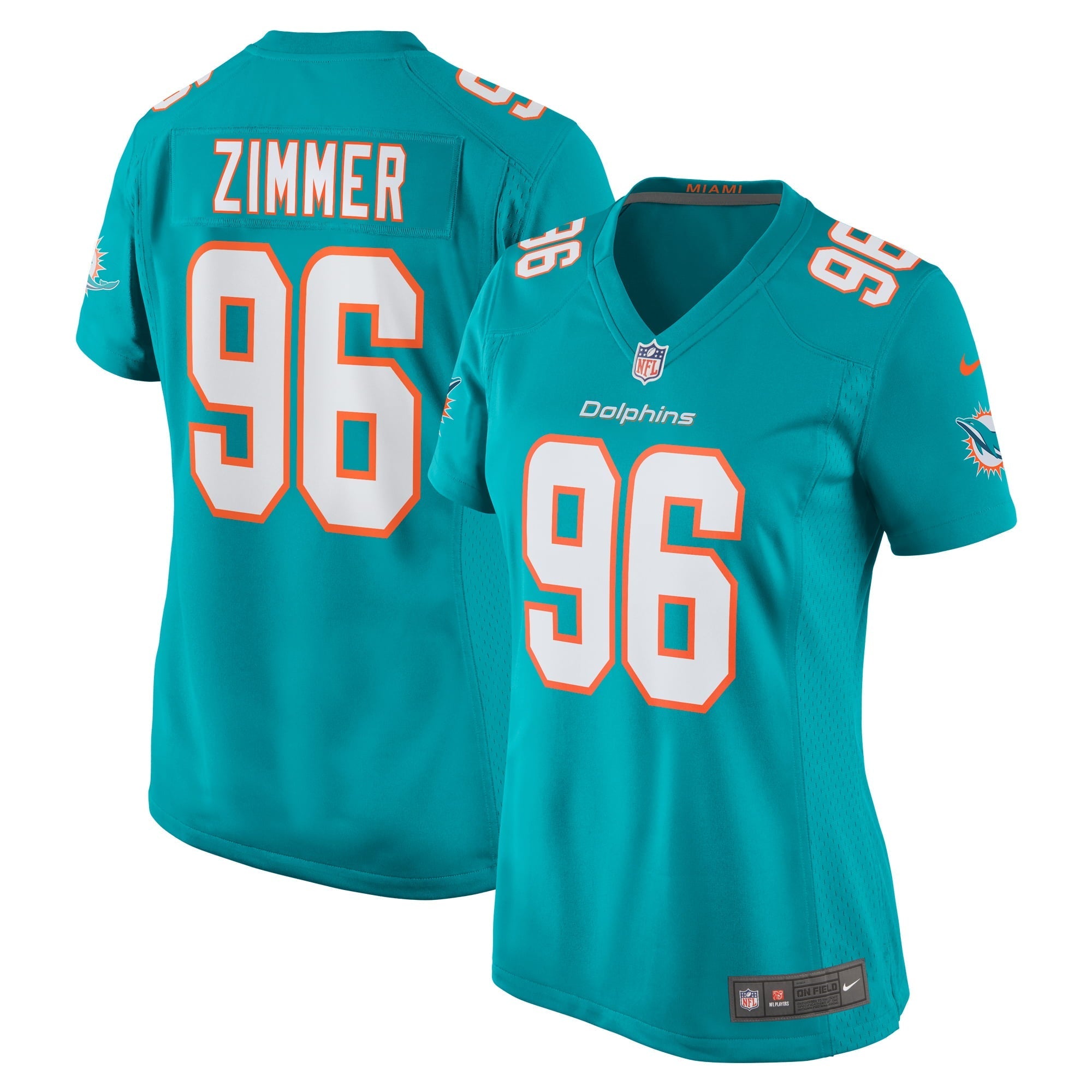 Women's Nike Justin Zimmer Aqua Miami Dolphins Home Game Player Jersey - vstockx