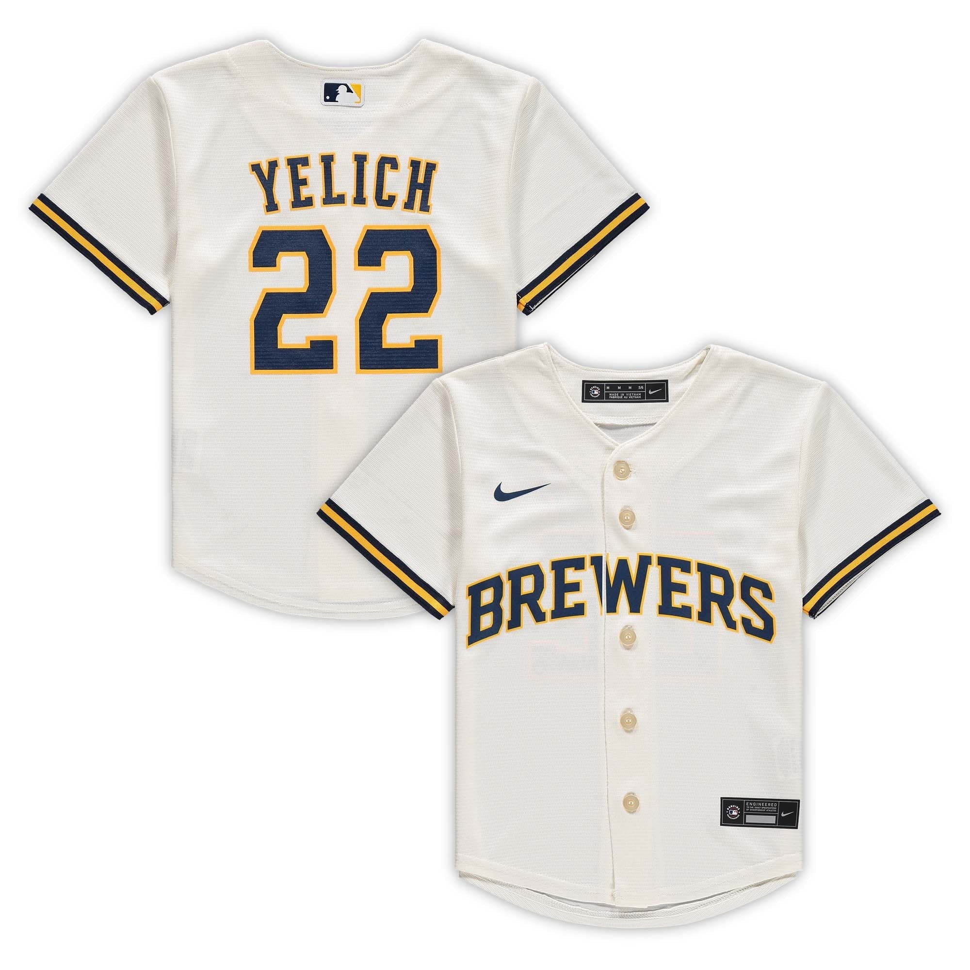 Preschool Nike Christian Yelich Cream Milwaukee Brewers Home Replica Player Jersey - vstockx