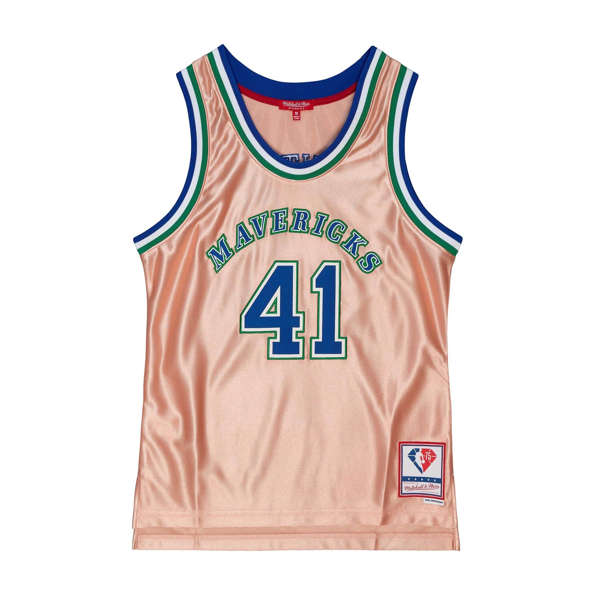 Womens 75th Anniversary Rose Gold Swingman Dirk Nowitzki Dallas Mavericks 1998-99 Jersey - vstockx