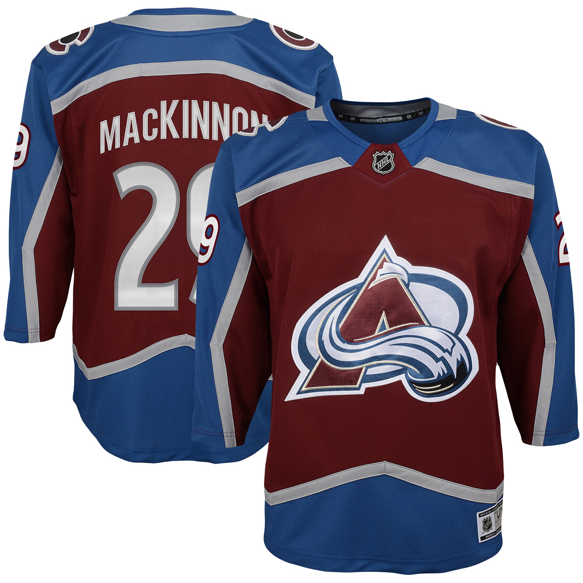 Nathan MacKinnon Colorado Avalanche Youth Premier Player Jersey - Burgundy - vstockx