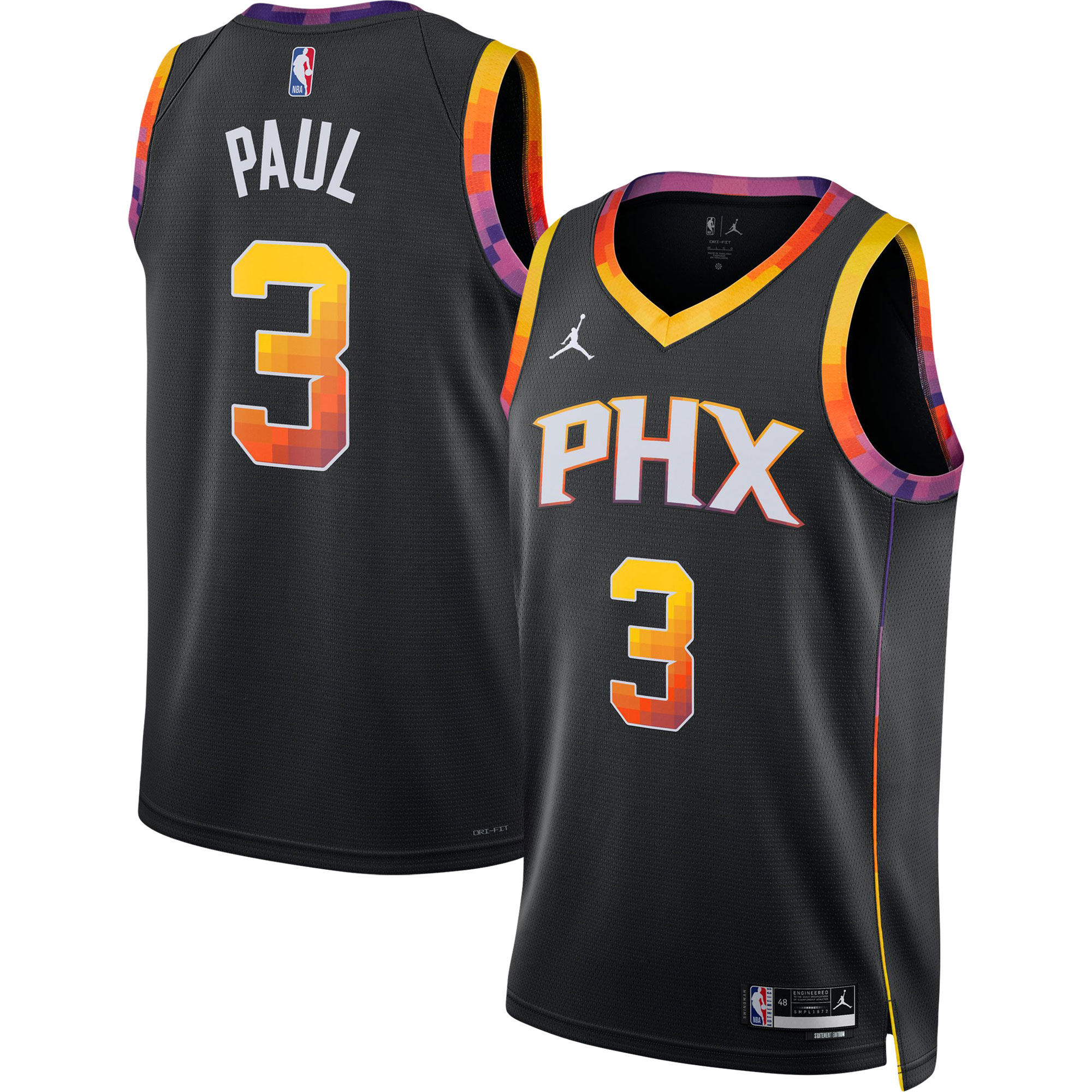 Chris Paul Phoenix Suns Jordans Brand Unisex Swingman Jersey - Statement Edition - Black - vstockx