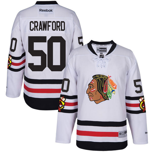 Youth Corey Crawford Chicago Blackhawks White 2017 Winter Classic Premier Replica Jersey - vstockx