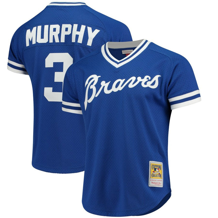 Men's Atlanta Braves Dale Murphy 1981 Mitchell & Ness Royal Cooperstown Mesh Batting Practice Jersey - vstockx