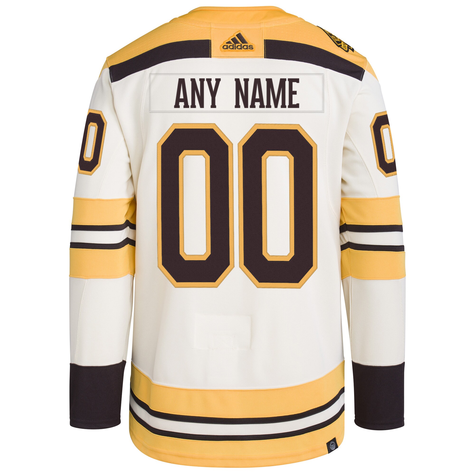 Boston Bruins adidas 100th Anniversary Primegreen Authentic Custom Jersey - Cream - vstockx
